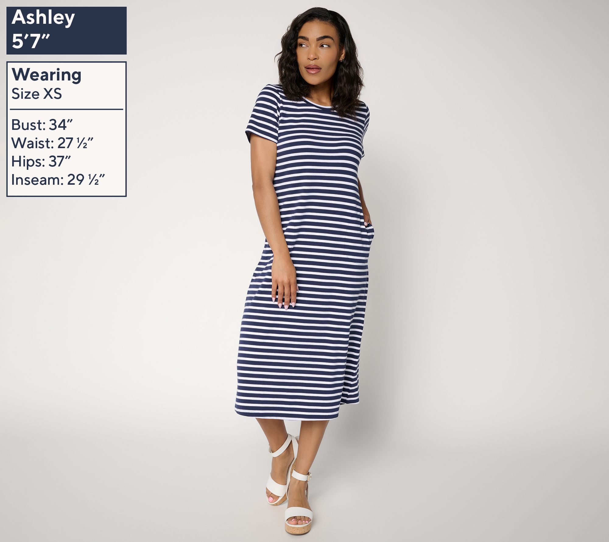 Liberty Belles by Kim Gravel TripleLuxe Knit Stripe Dress - QVC.com