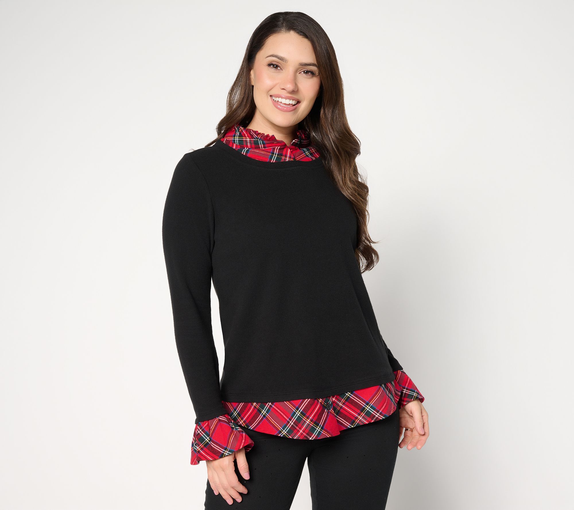 "As Is" Jingle Belles by Kim Gravel Peek a Boo Ruffle Tartan Top
