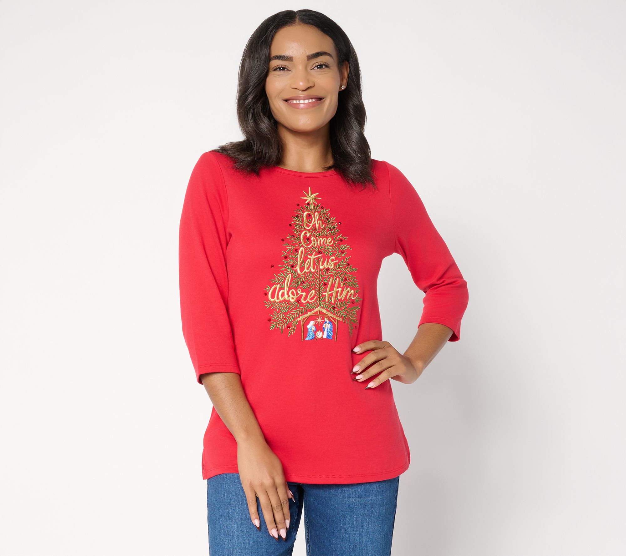 "As Is" Quacker Factory Oh Come Let Us Adore Him Manger Tree Top