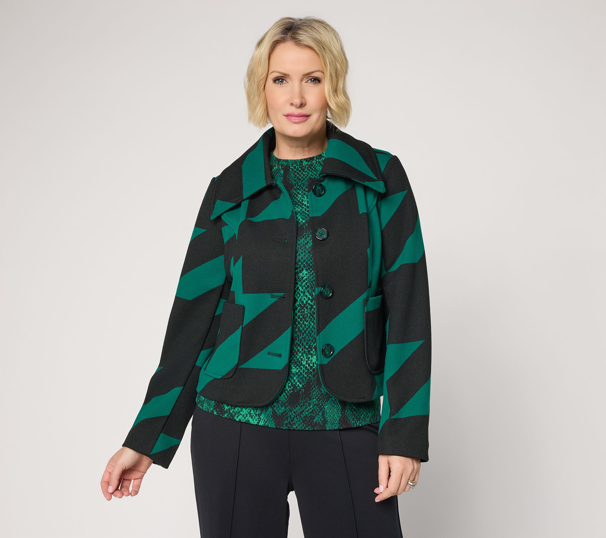 "As Is" Carla Rockmore Collection Button Jacket - Houndstooth