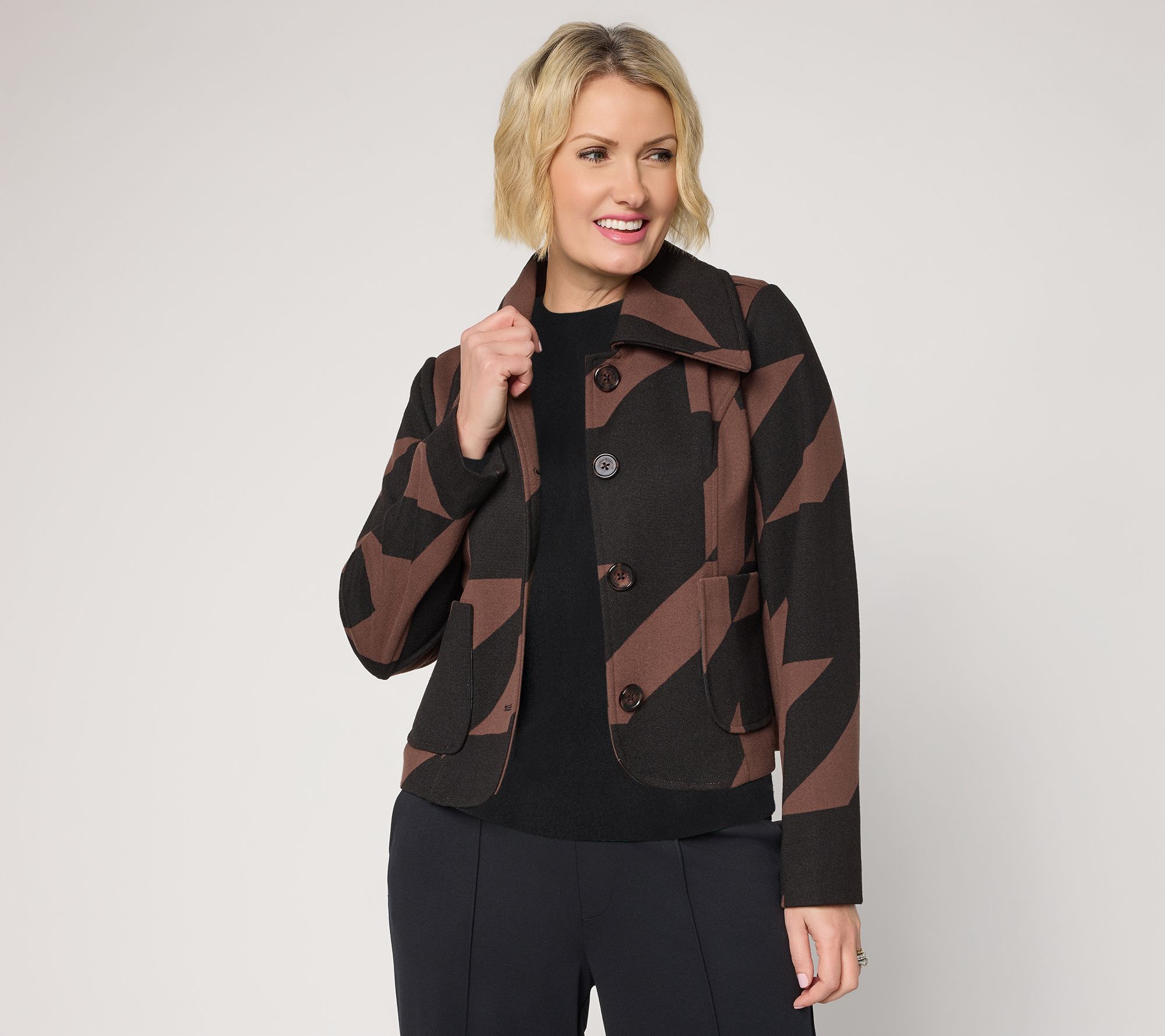 "As Is" Carla Rockmore Collection Button Jacket - Houndstooth