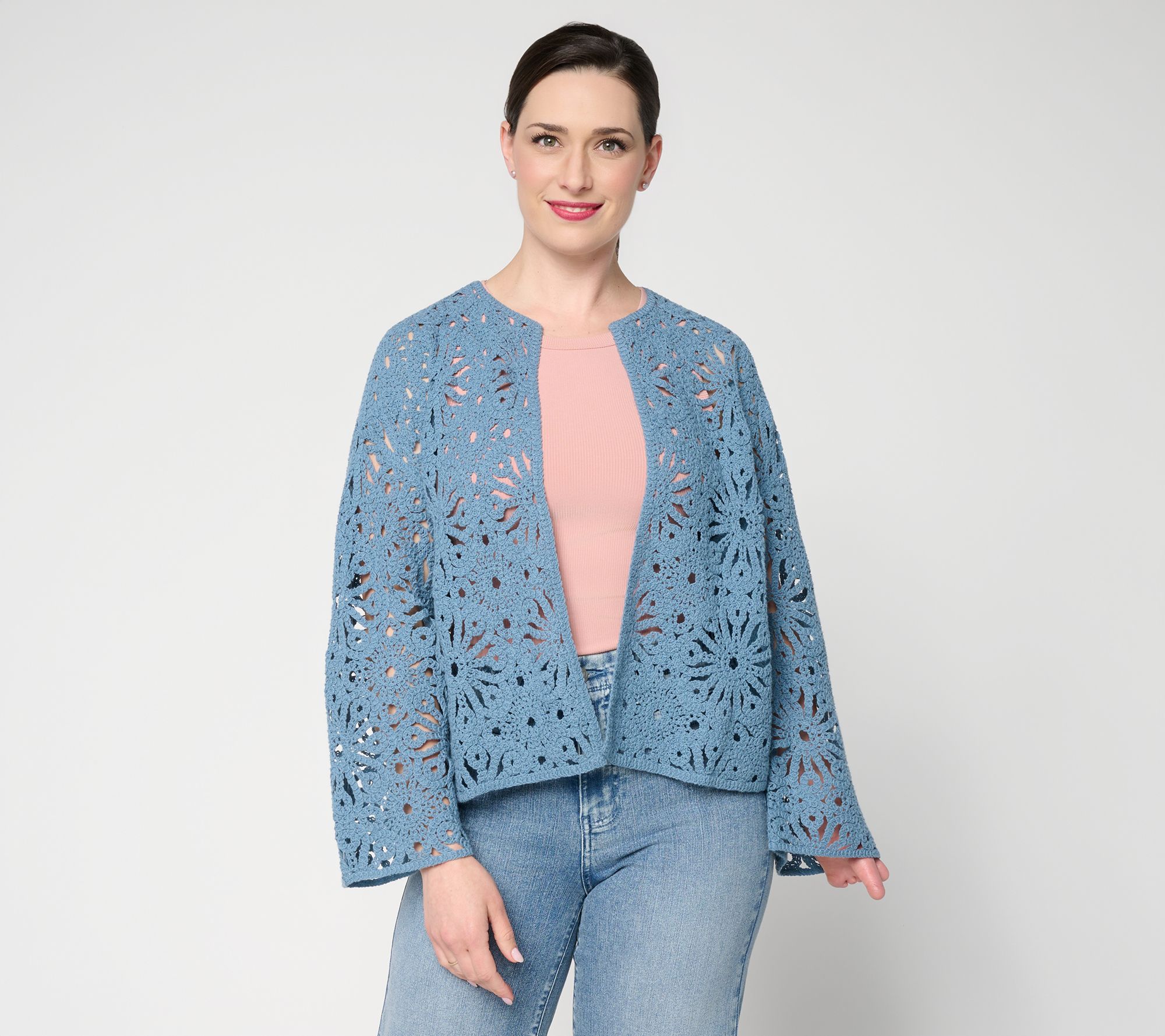 Me by Jennie Garth 100% Cotton Floral Crochet Topper