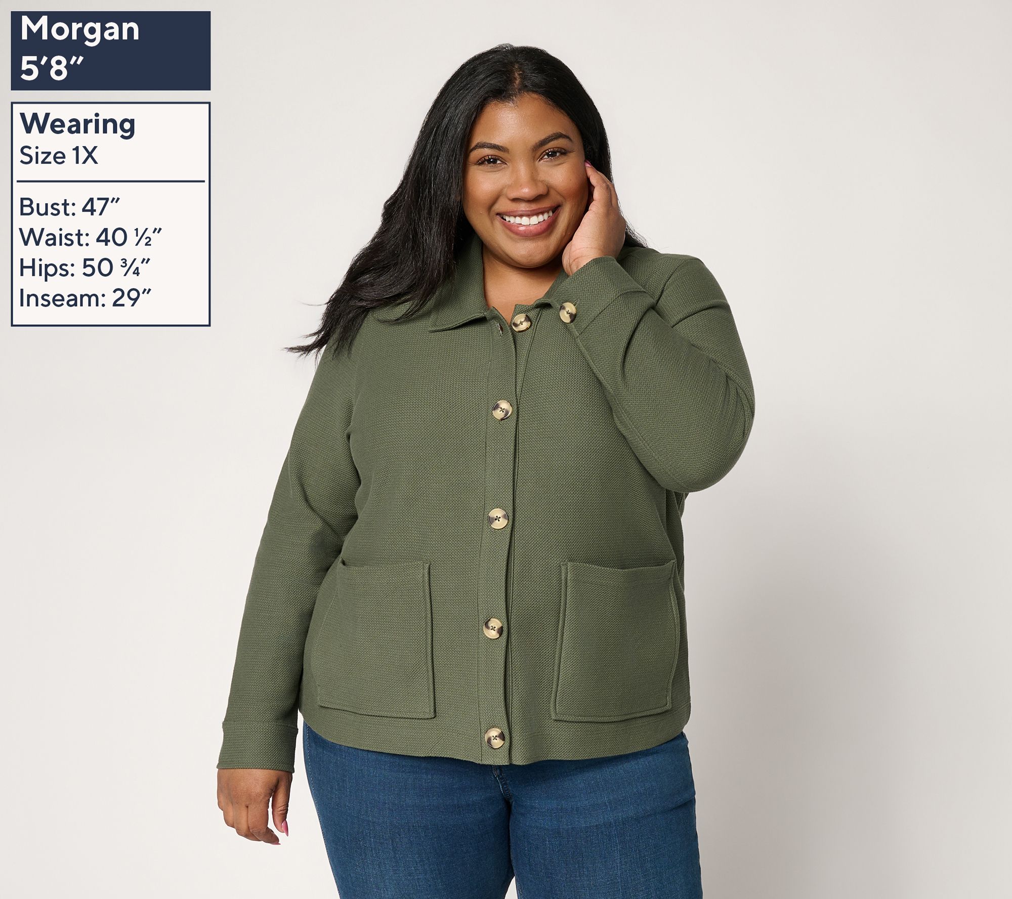 Denim & Co. Knit Terry Button Front Jacket w/ Pockets - QVC.com