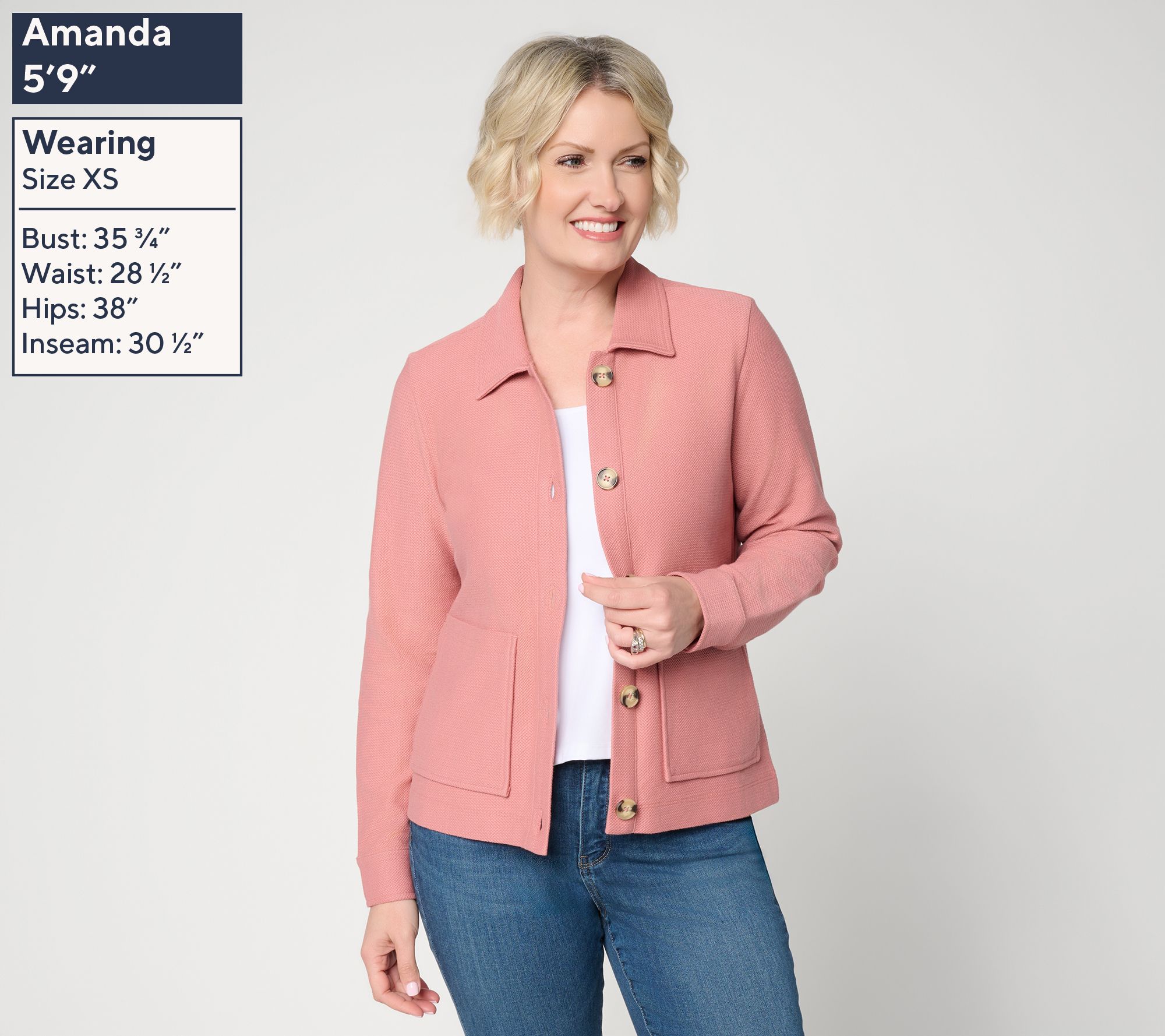 Denim & Co. Knit Terry Button Front Jacket w/ Pockets - QVC.com