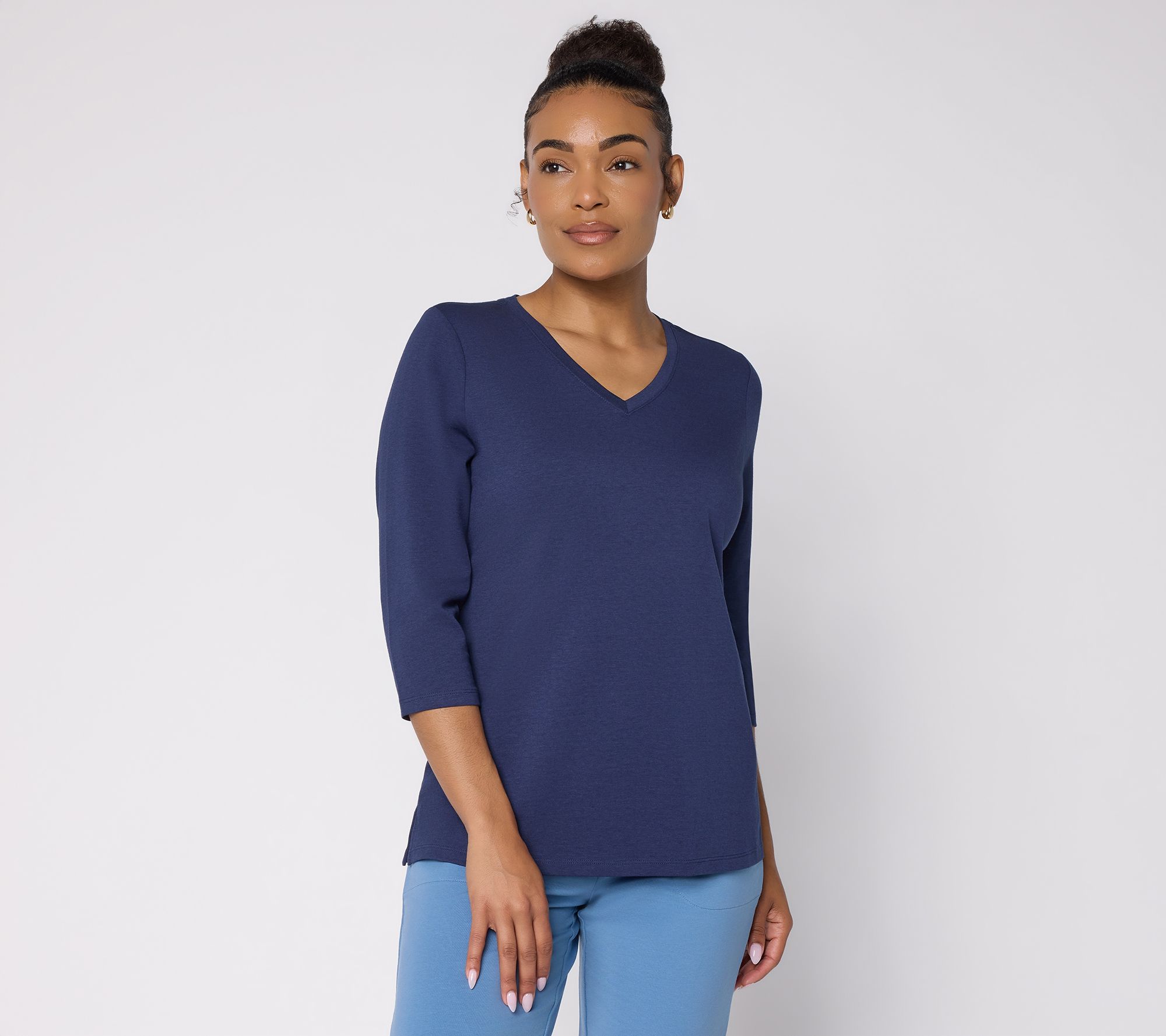 Denim & Co. Essentials Favorite Jersey Favorite Fit 3/4-Sleeve Top