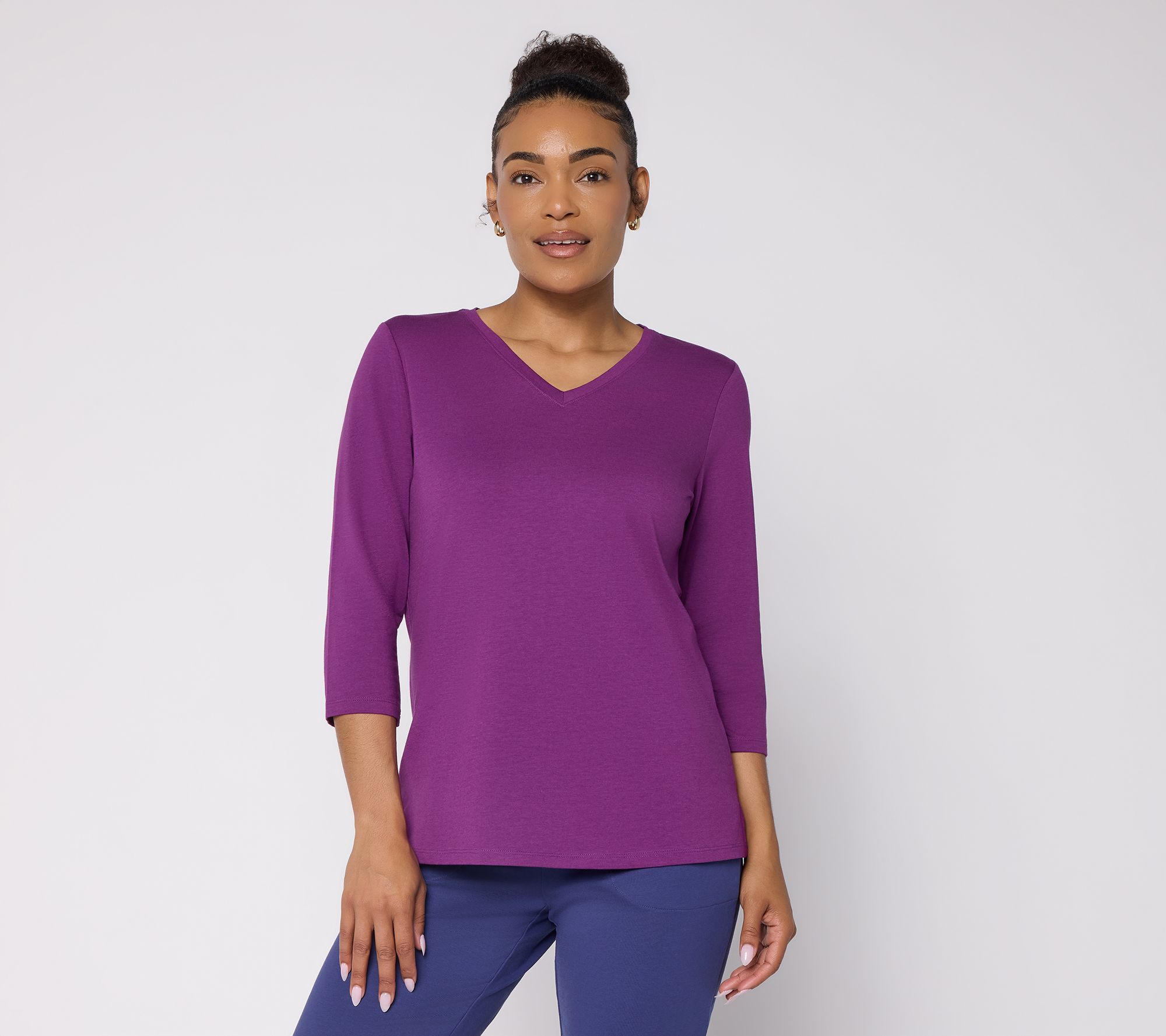Denim & Co. Essentials Favorite Jersey Favorite Fit 3/4-Sleeve Top