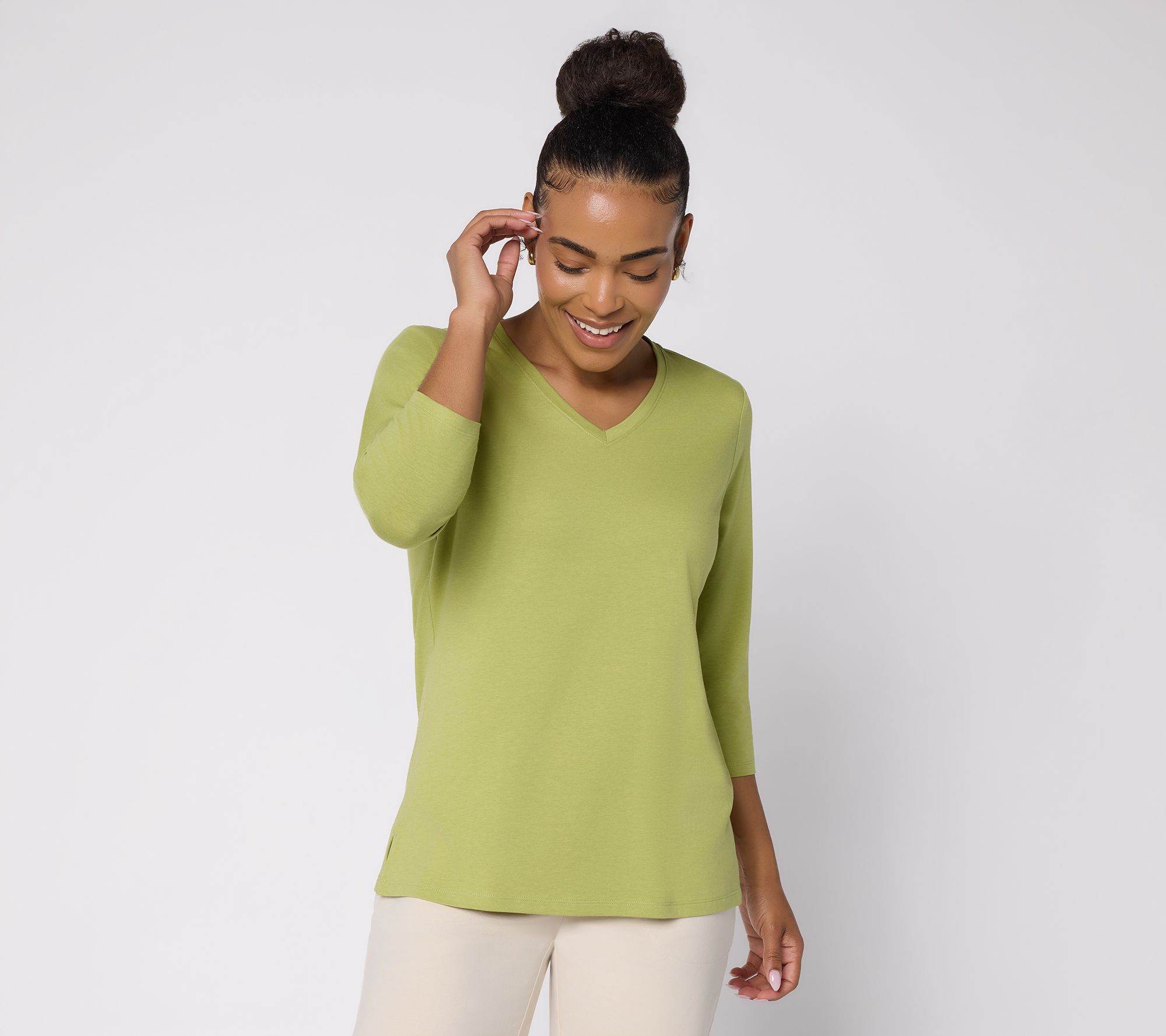 Denim & Co. Essentials Favorite Jersey Favorite Fit 3/4-Sleeve Top