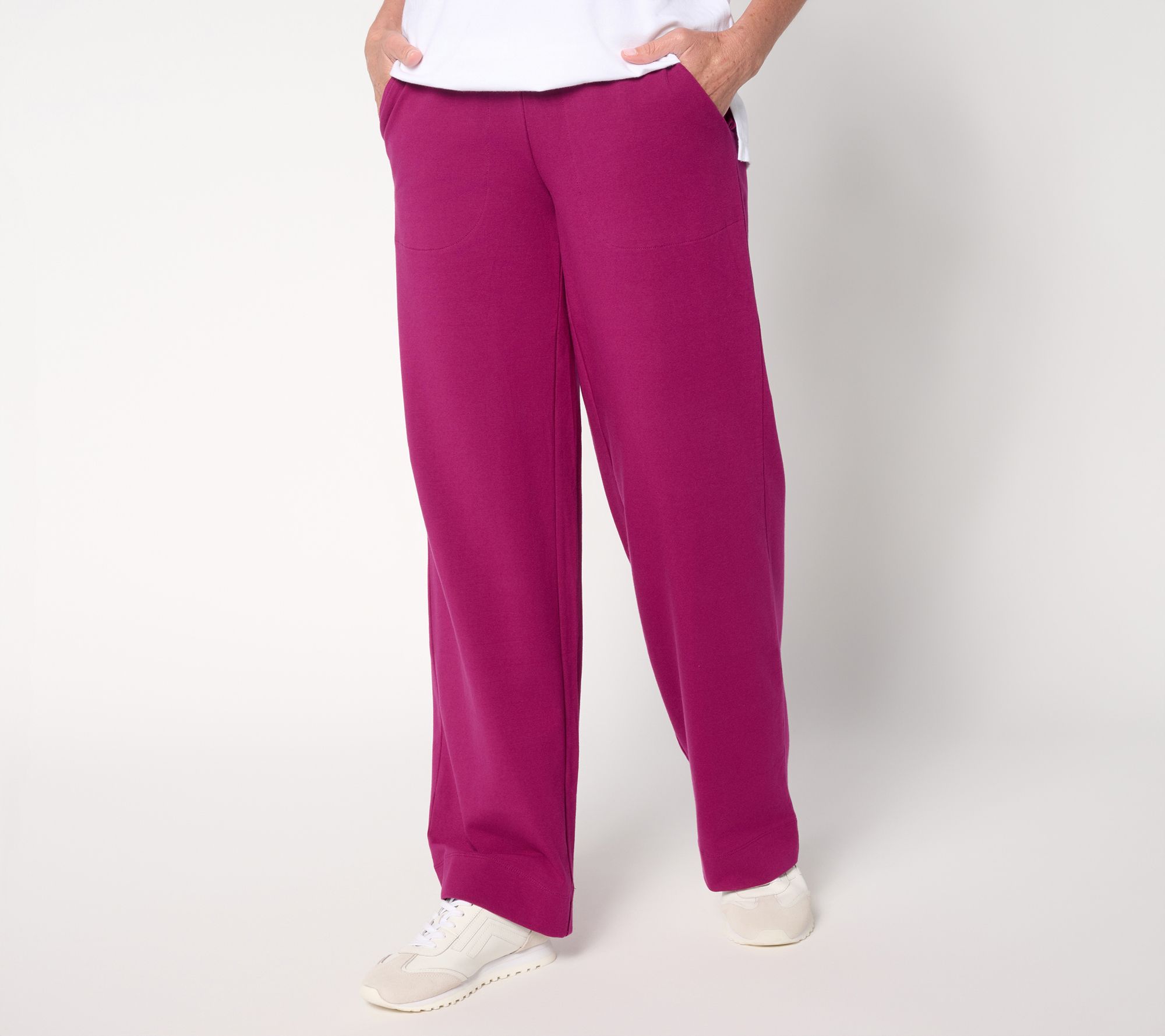 "As Is" Denim & Co. Active Pet Duo Stretch Full Length Wide Leg Pants