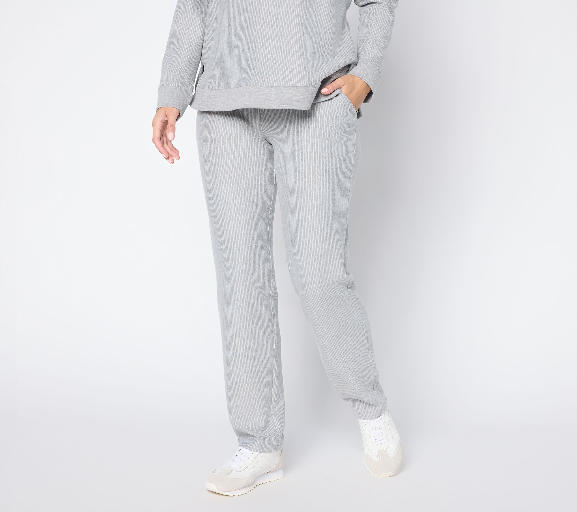 "As Is" Denim & Co. Petite Interlock Straight Leg Pant