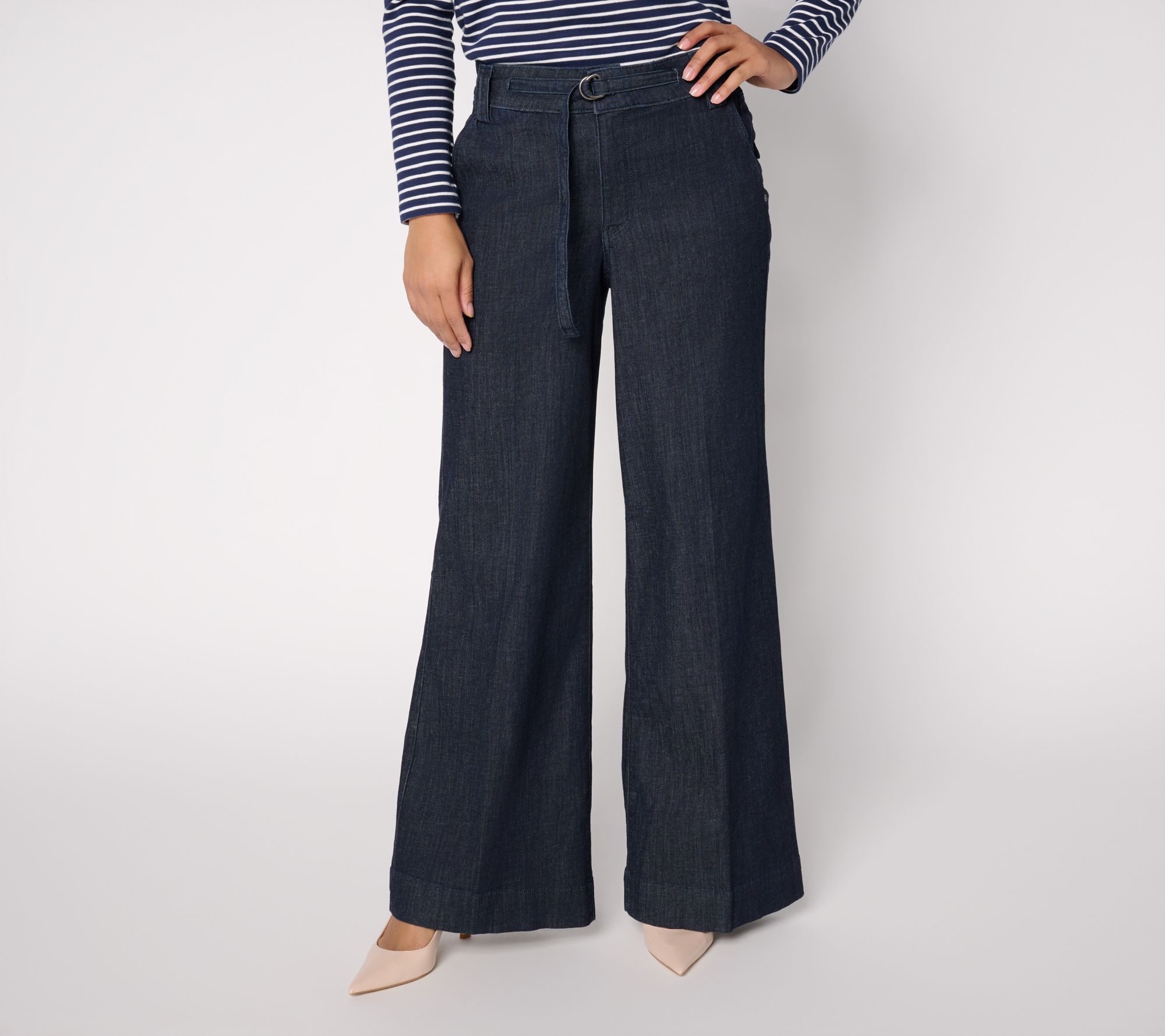 "As Is" NYDJ Palazzo Wide Leg Jeans with D-Ring Belt