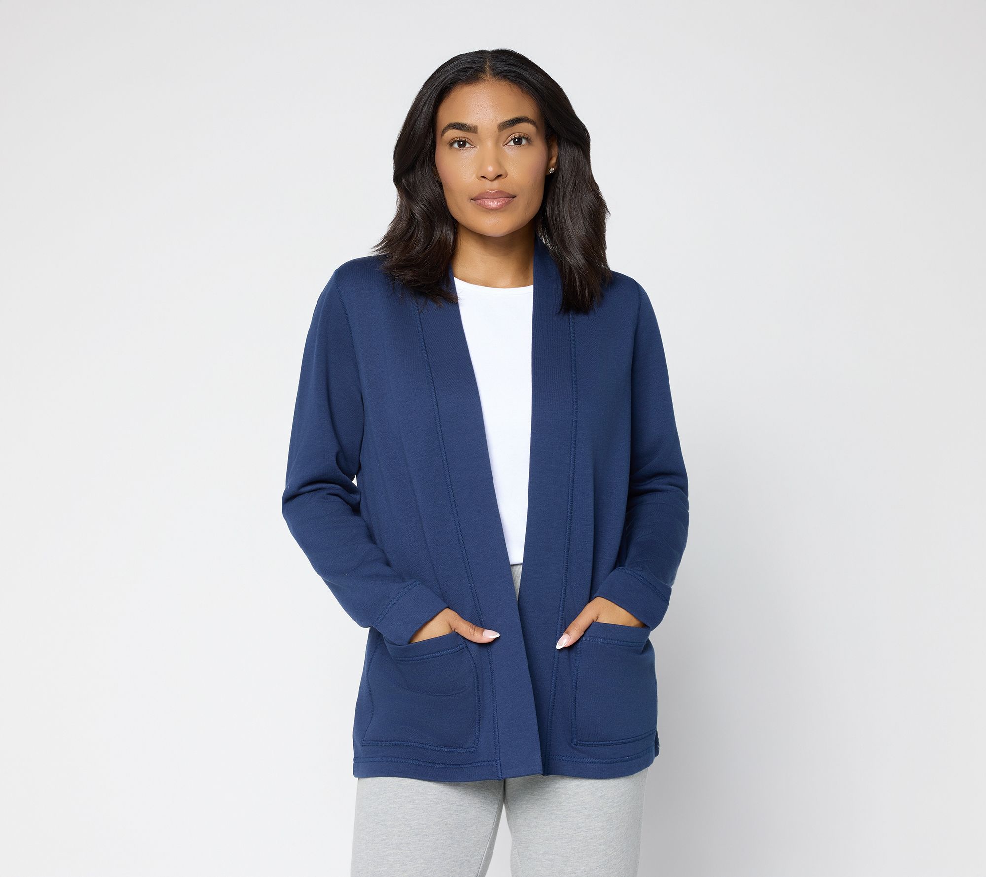 "As Is" Susan Graver CloudSoft Fleece Reg Open Front Cardigan