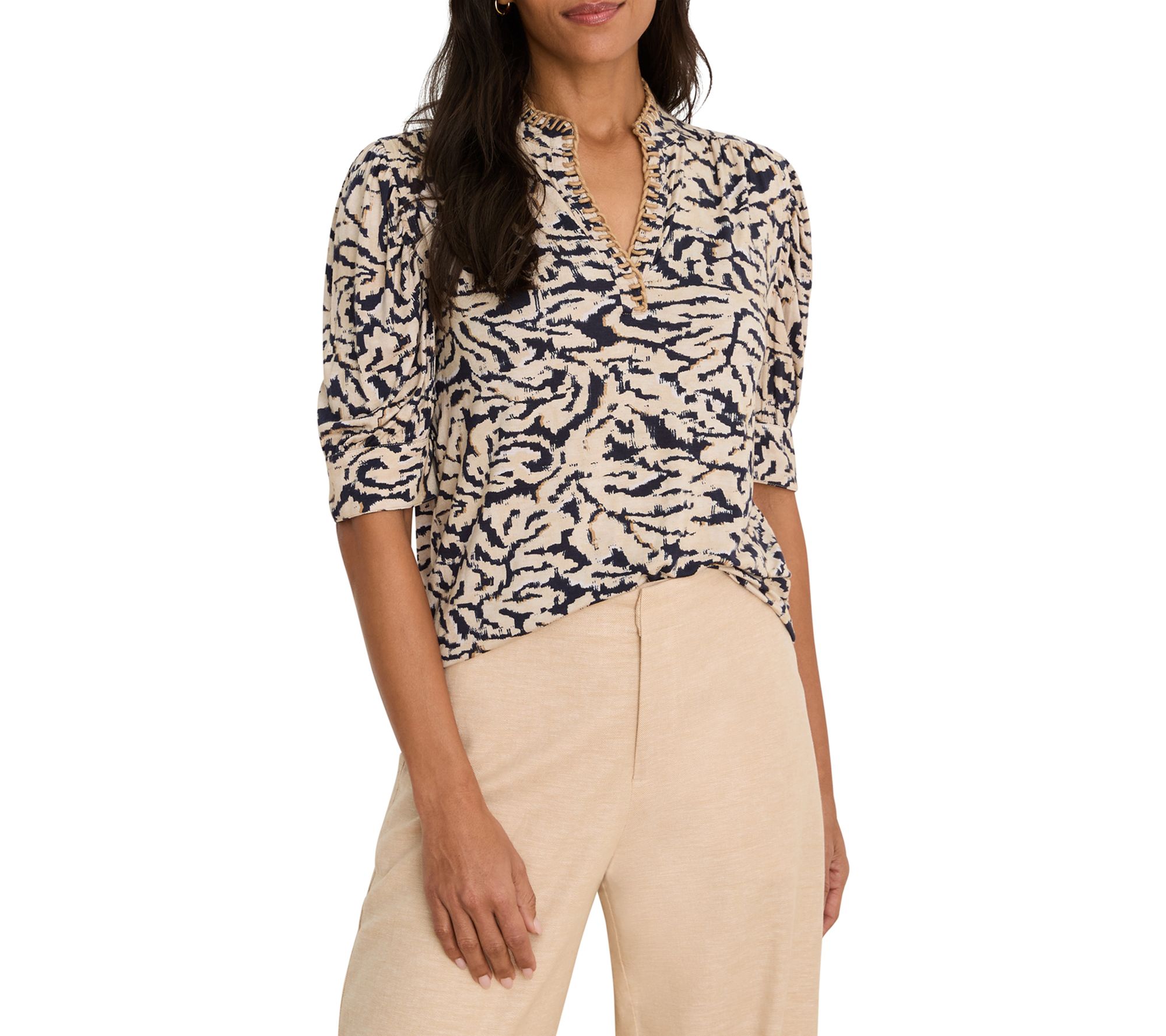 NIC+ZOE Contrast Swirl Top