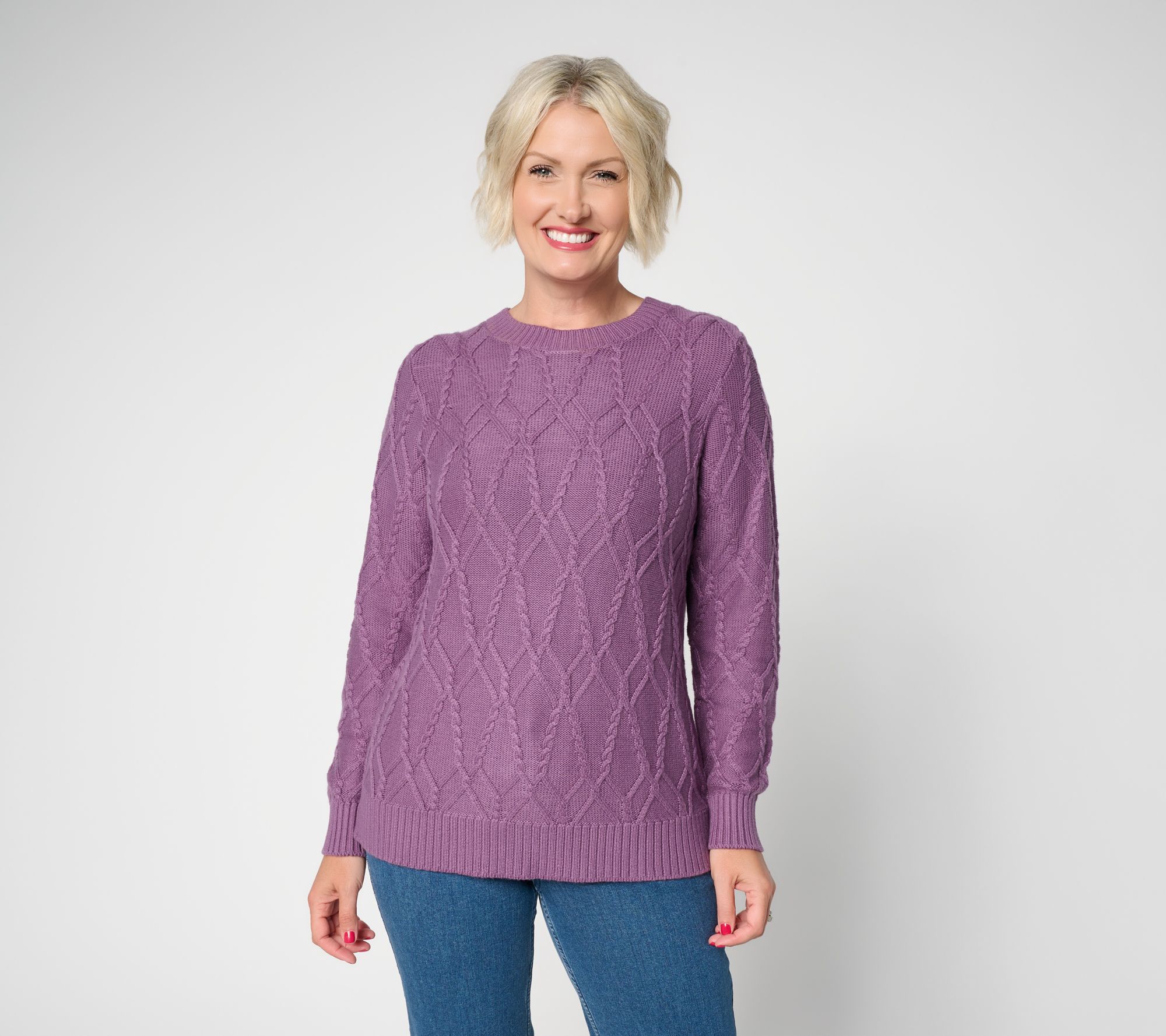 Joan Rivers Cable Knit Crewneck Sweater