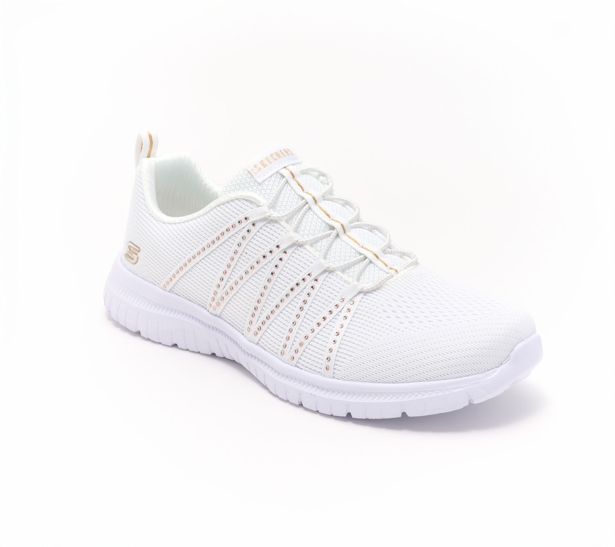"As Is" Skechers Virtue Vegan Rhinestone Mesh Sneakers-Sparkl