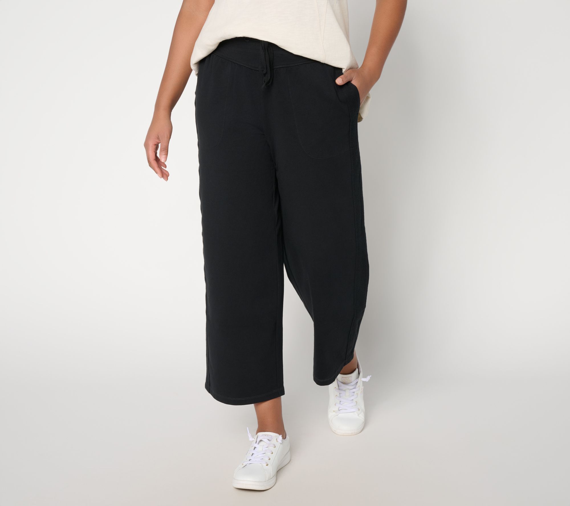 "As Is" LOGO Lounge by Lori Goldstein Pull On Cropped Sweatpants