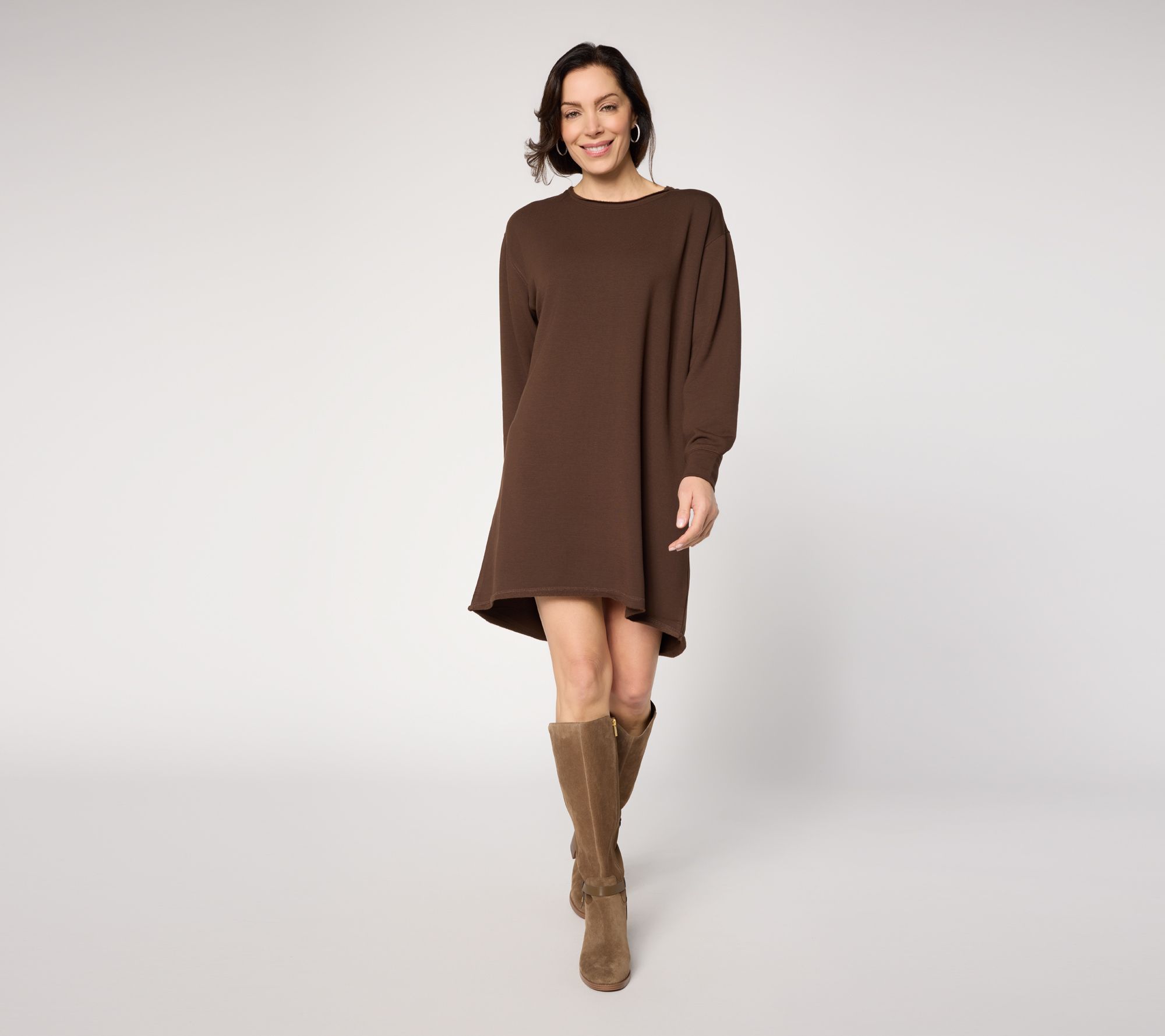 Aimee Kestenberg Fleece Back Drop Shoulder Hi-Low Dress