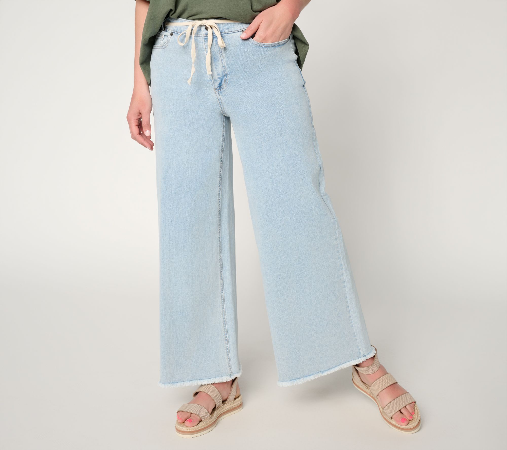 "As Is" Peace Love World Pet Drawcord Ankle Jeans
