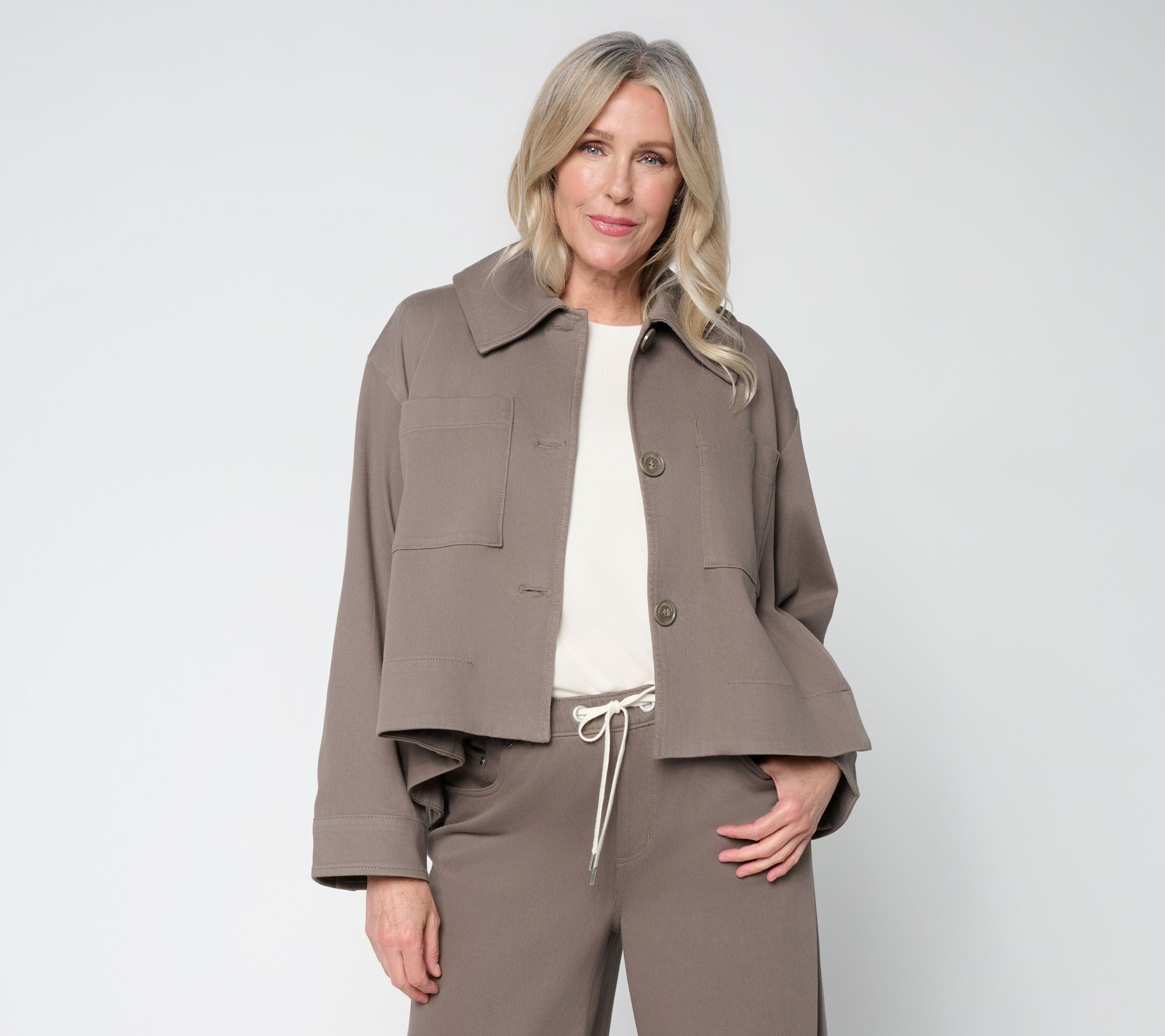 "As Is" Carla Rockmore Collection Hi-Lo KnitDenim Swing Jacket