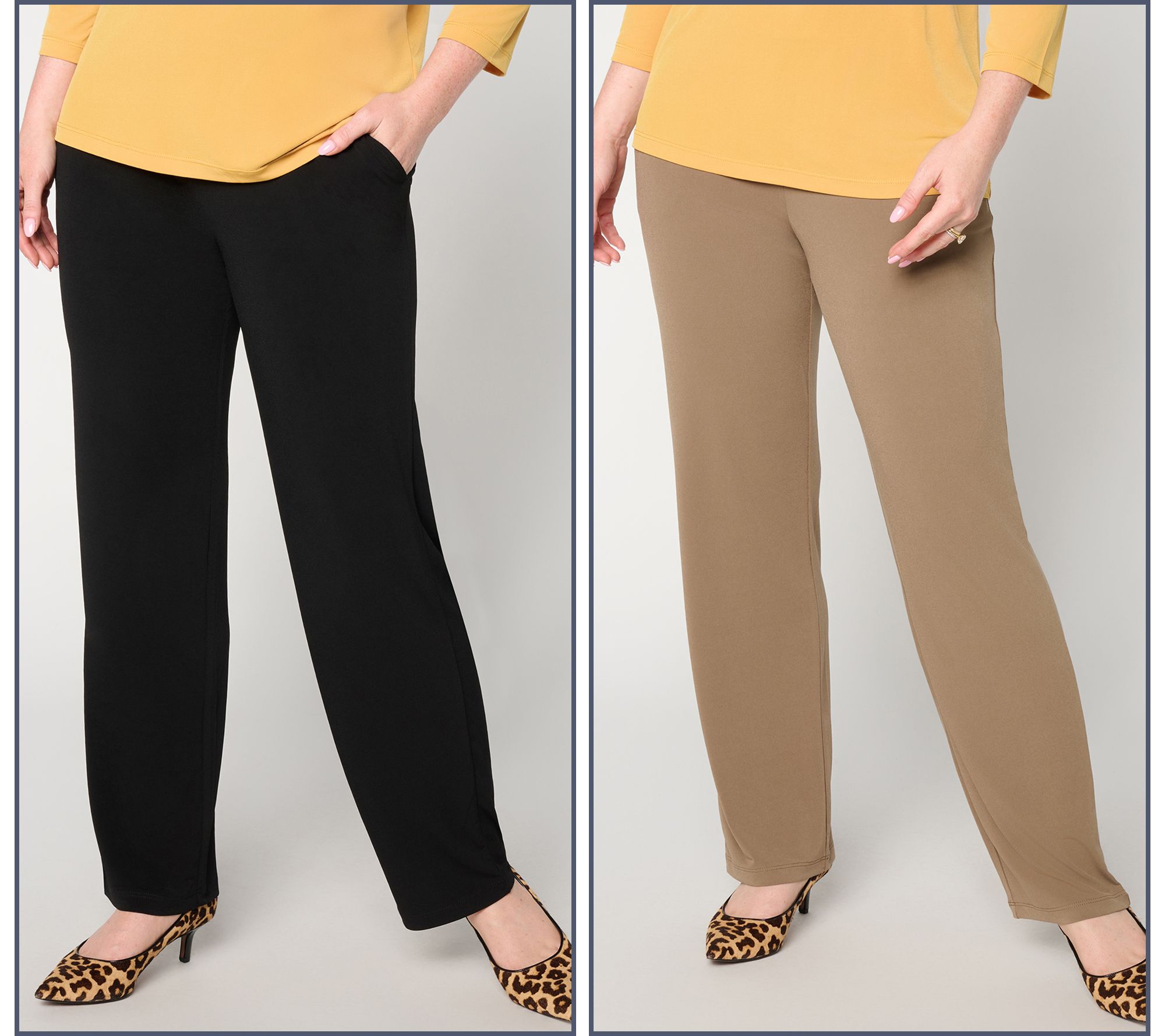 "As Is" Susan Graver Essentials Pet Set of 2 Liquid Knit Pants
