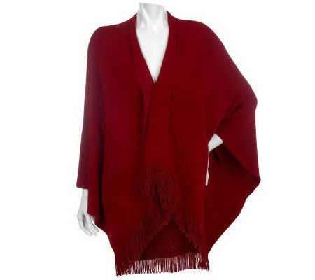 V. Fraas Softee Ruana with Fringe - QVC.com