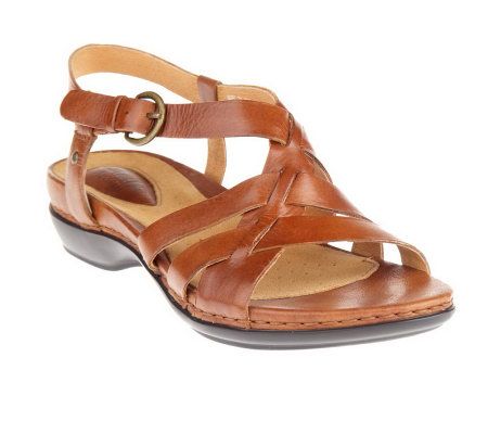 Clarks Artisan Leather Woven Multi-strap Sandals - Page 1 — QVC.com