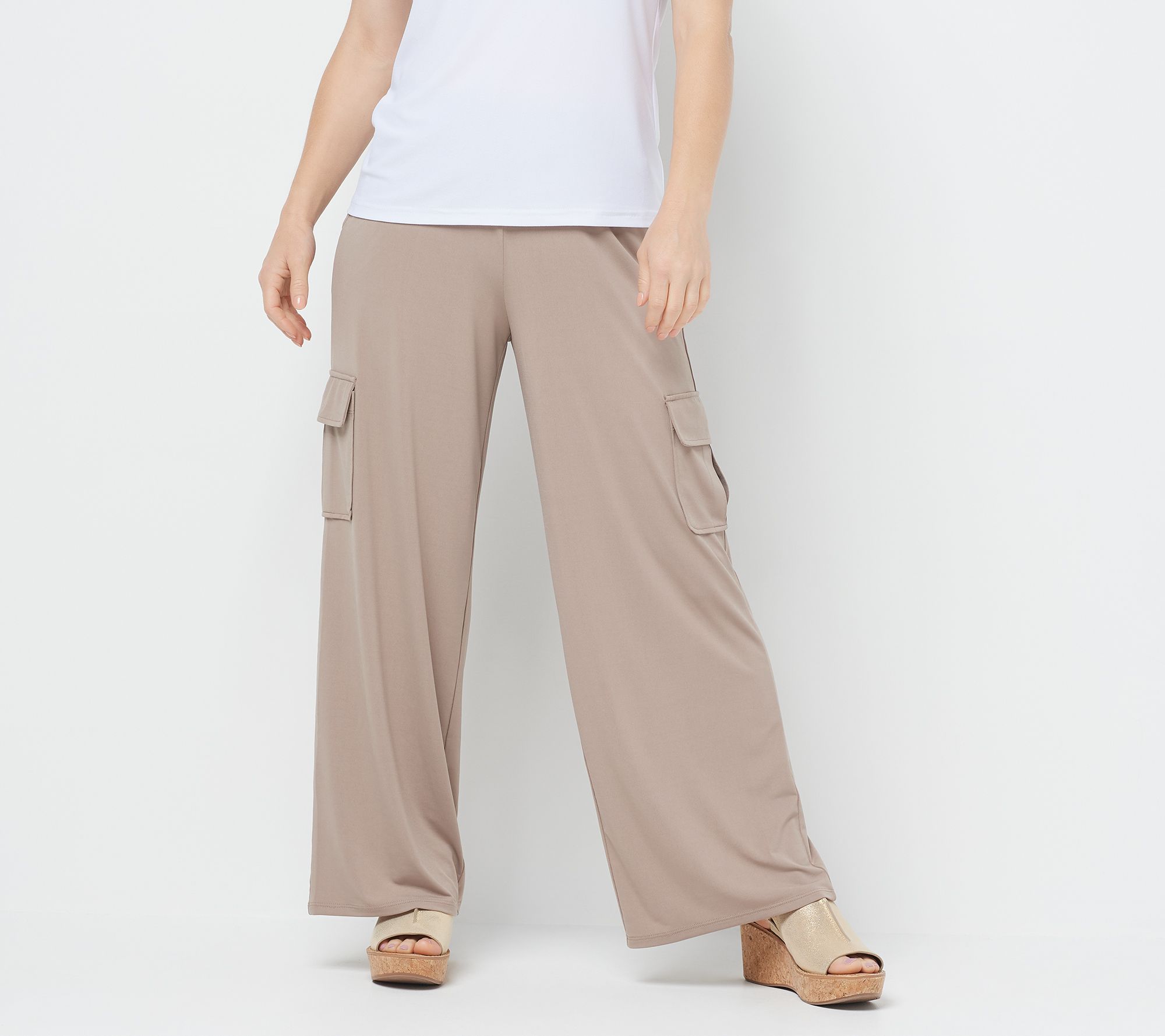 Lisa Rinna Collection Petite Pull-On Wide-Leg Cargo Pants - Page 1 ...