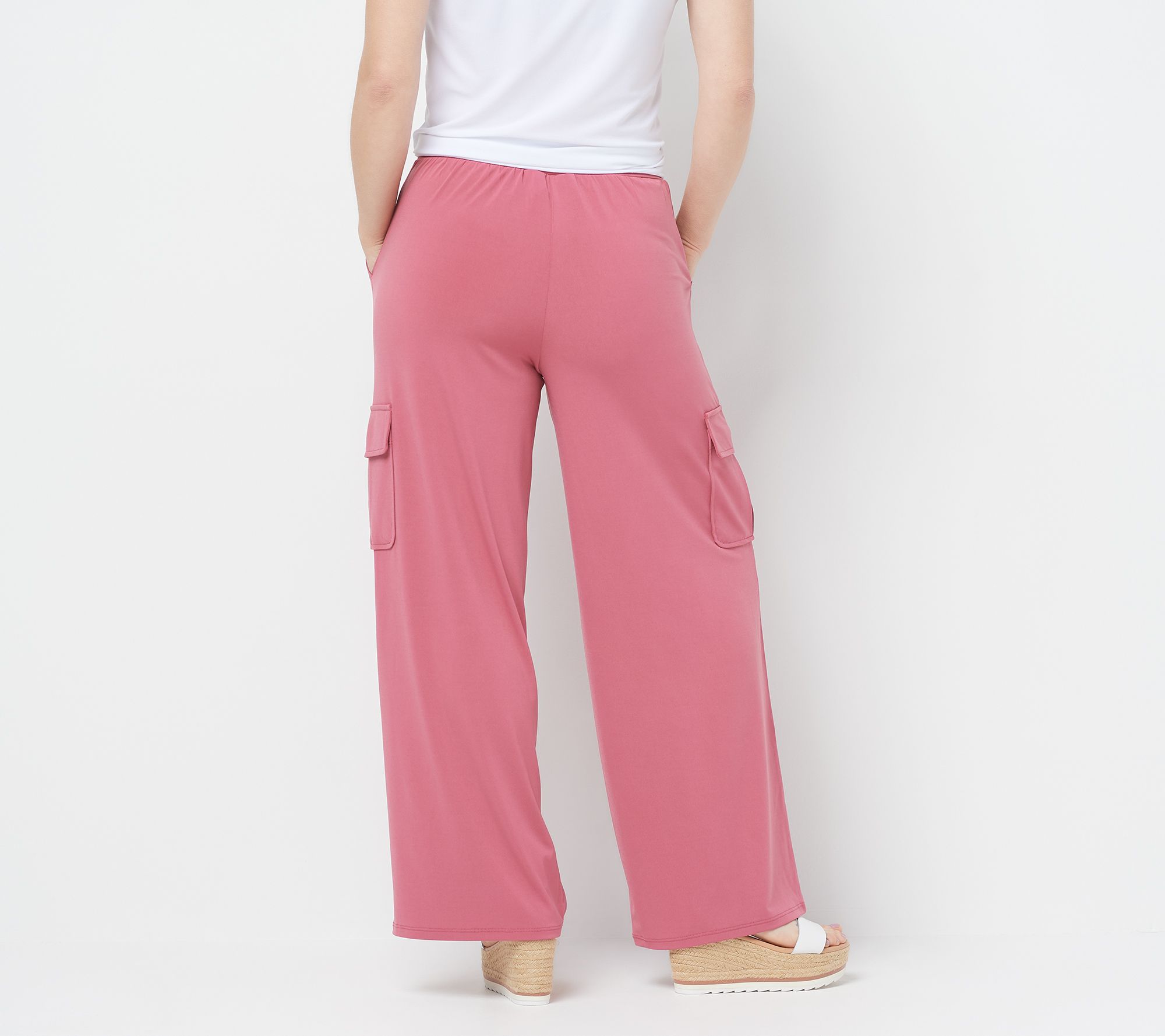 Lisa Rinna Collection Petite Pull-On Wide-Leg Cargo Pants - QVC.com