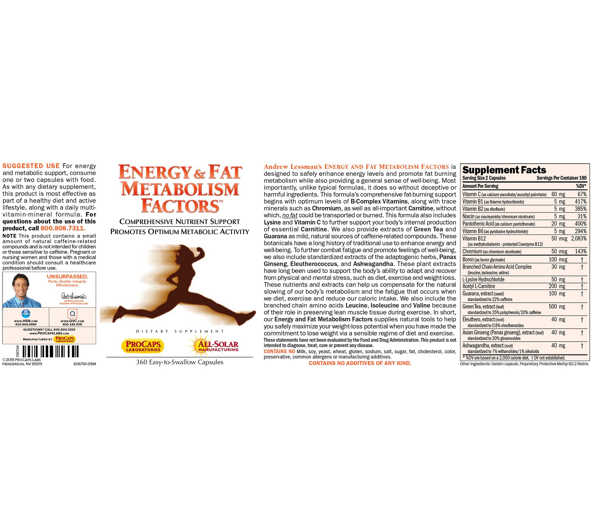 Andrew Lessman Energy Fat Metabolism Factors 180 Capsules Qvc Com