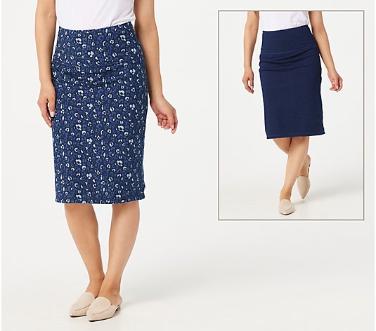 Women with Control Petite Reversible Prime Stretch Denim Skirt