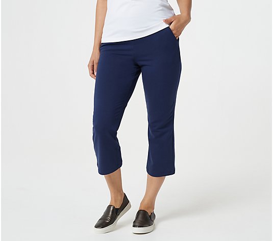 Denim & Co. Regular Active French Terry Pull-On Crop Kick Flare Pant