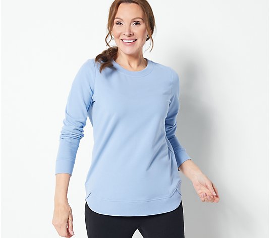 Denim & Co. Active Petite French Terry Long-Sleeve Sweatshirt