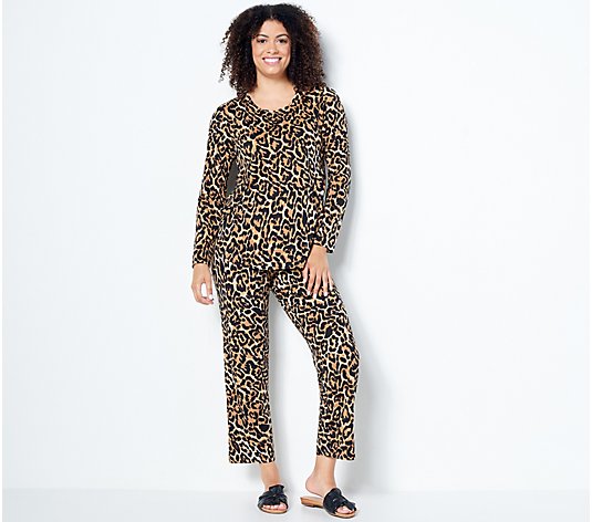 Susan Graver Lifestyle Petite Printed Top and Ankle Pant Set