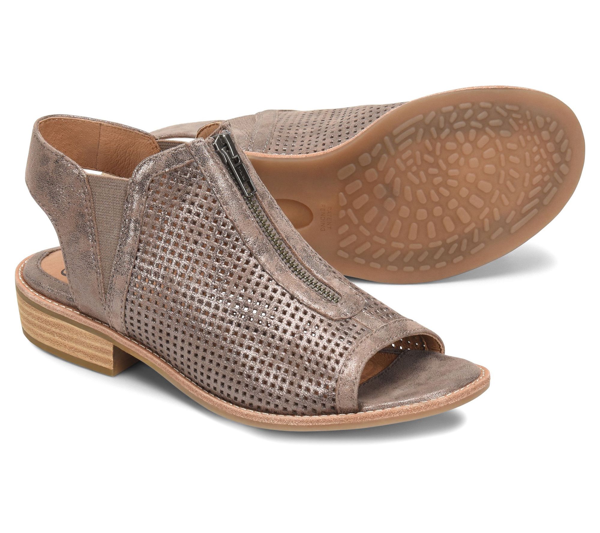 Sofft Leather Perforated Zipper Sandals - NaldaZip - QVC.com