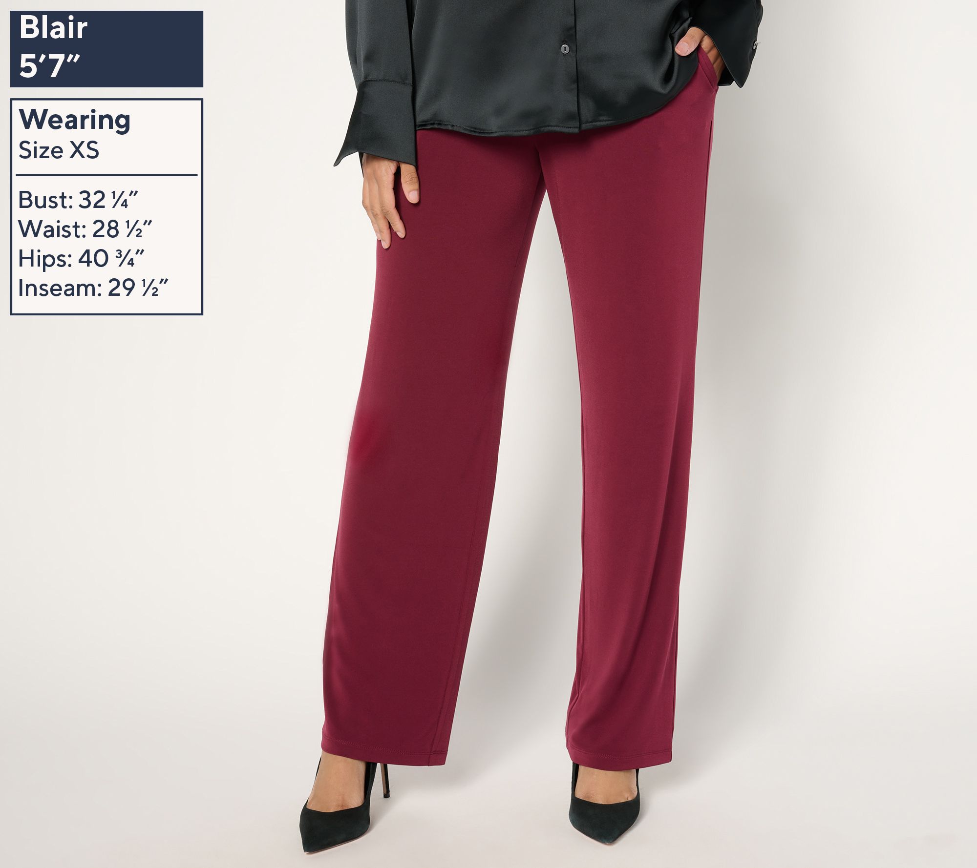 Susan Graver Petite Liquid Knit Wide Leg Pull On Pants