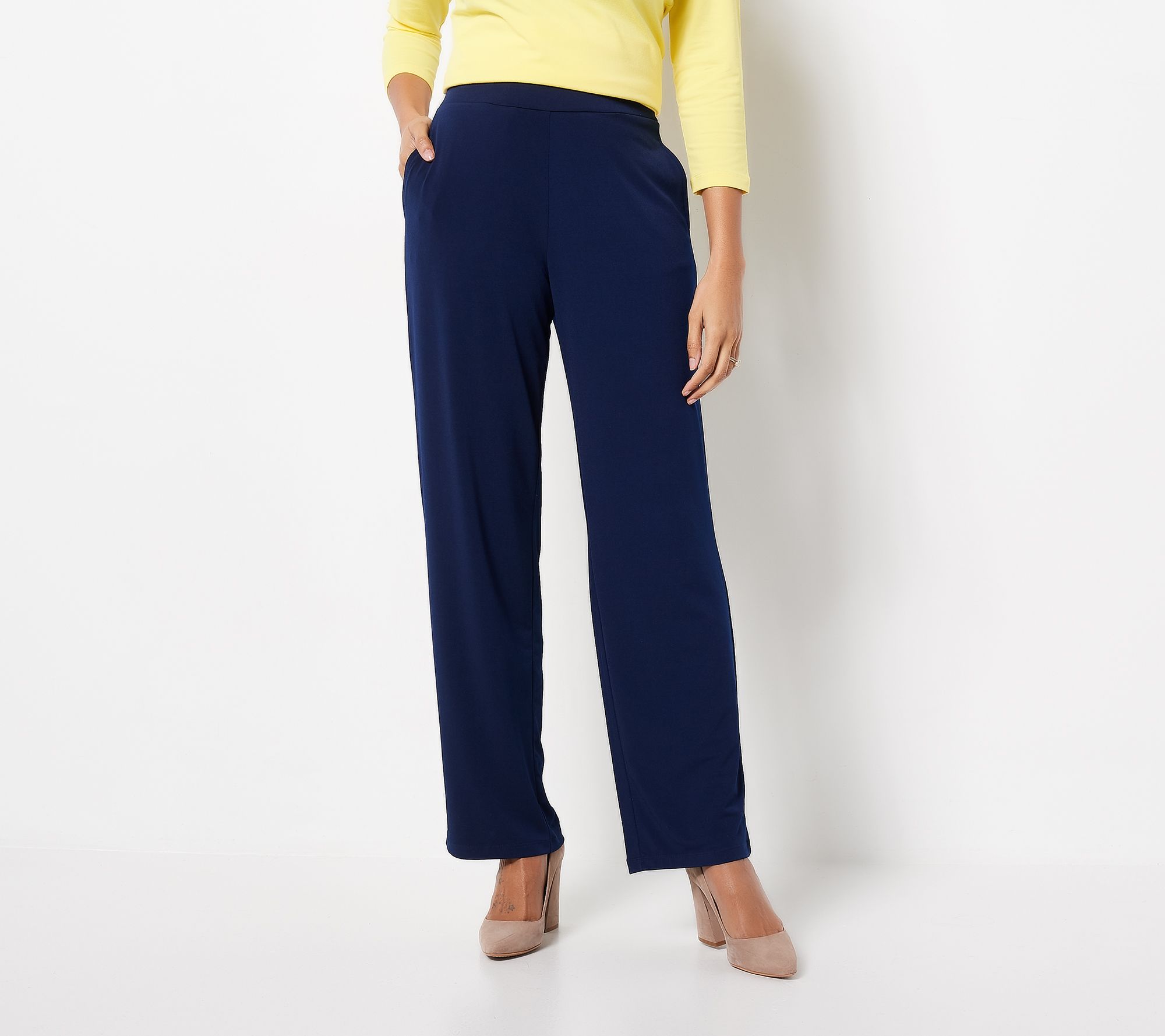 Susan Graver Petite Liquid Knit Wide-Leg Pull-On Pants
