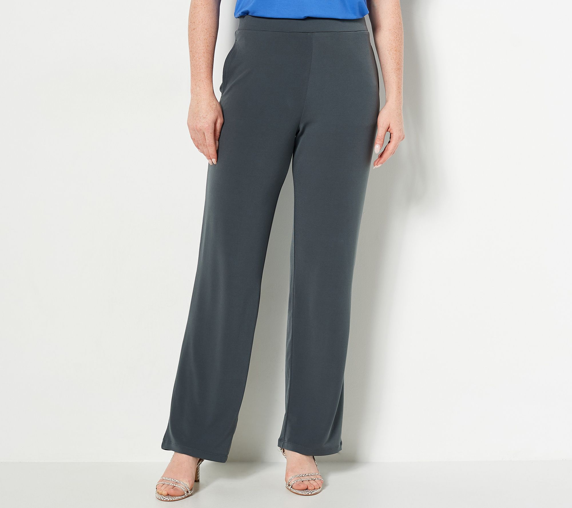 Susan Graver Petite Liquid Knit Wide-Leg Pull-On Pants