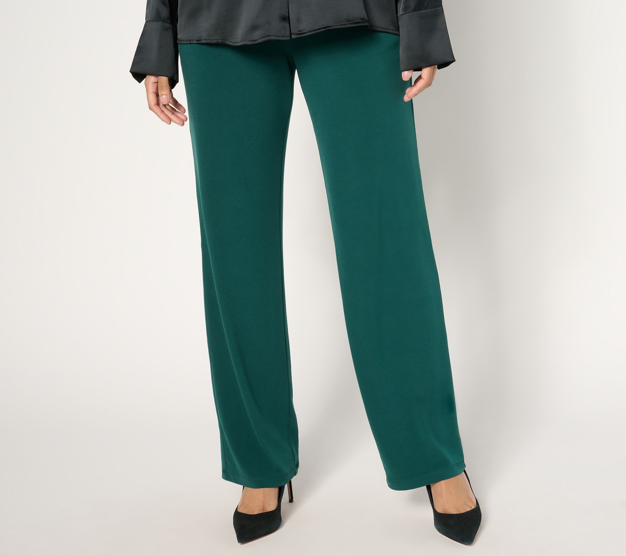 Susan Graver Petite Liquid Knit Wide-Leg Pull-On Pants