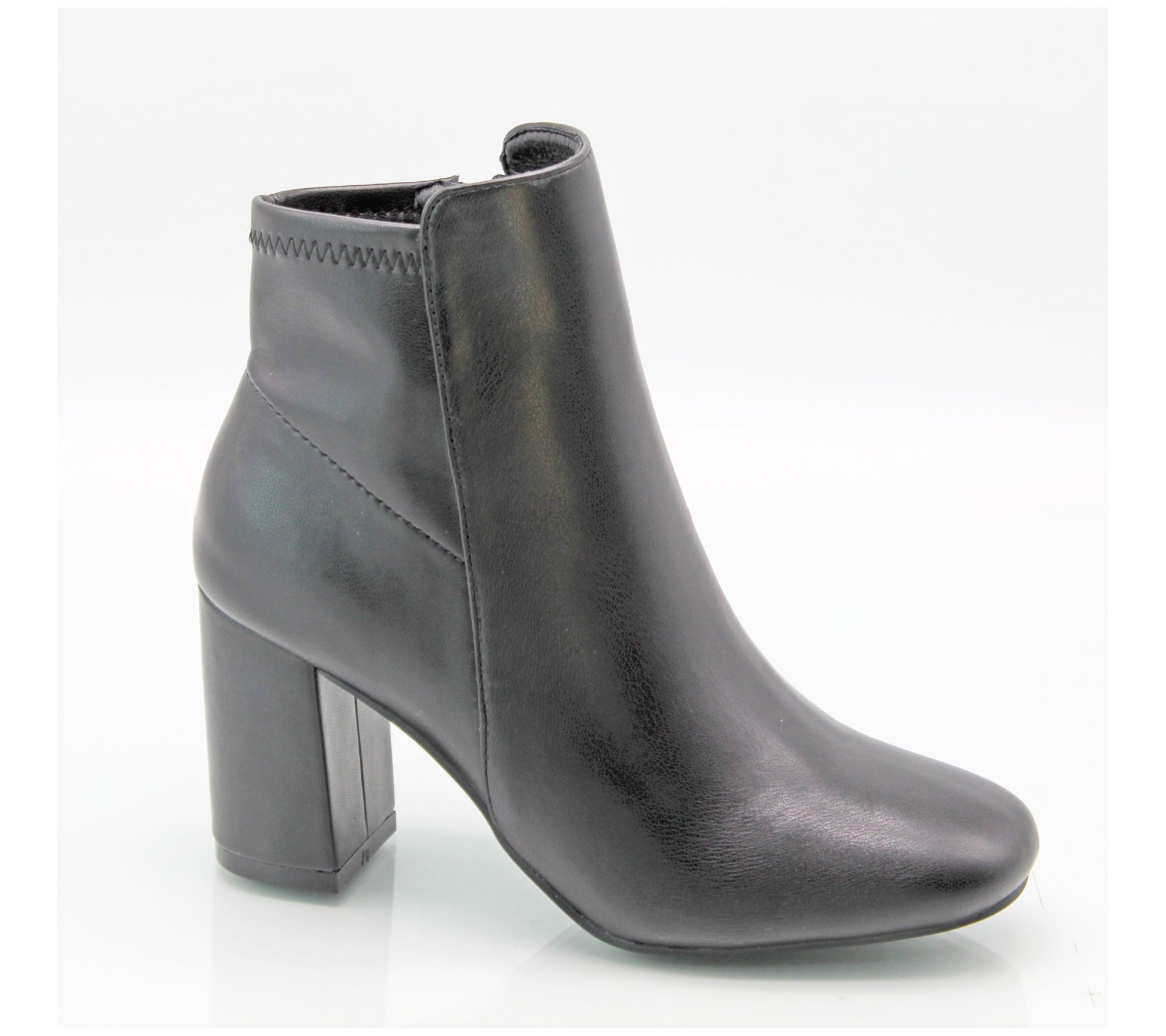 Mia Shoes Square Toe Slip On Boots - Carla - QVC.com