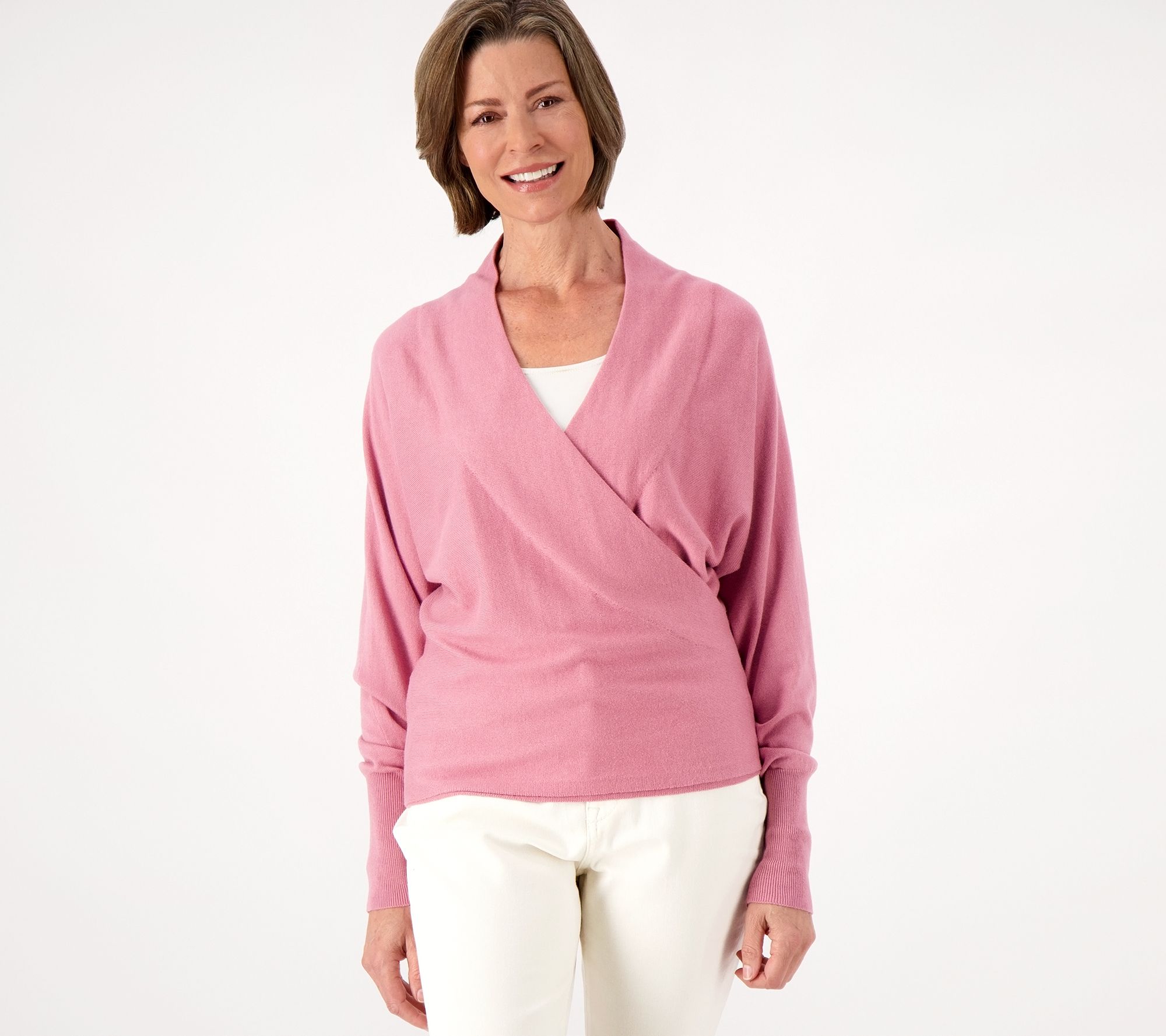 Encore by Idina Menzel Wrap Front Dolman Sweater