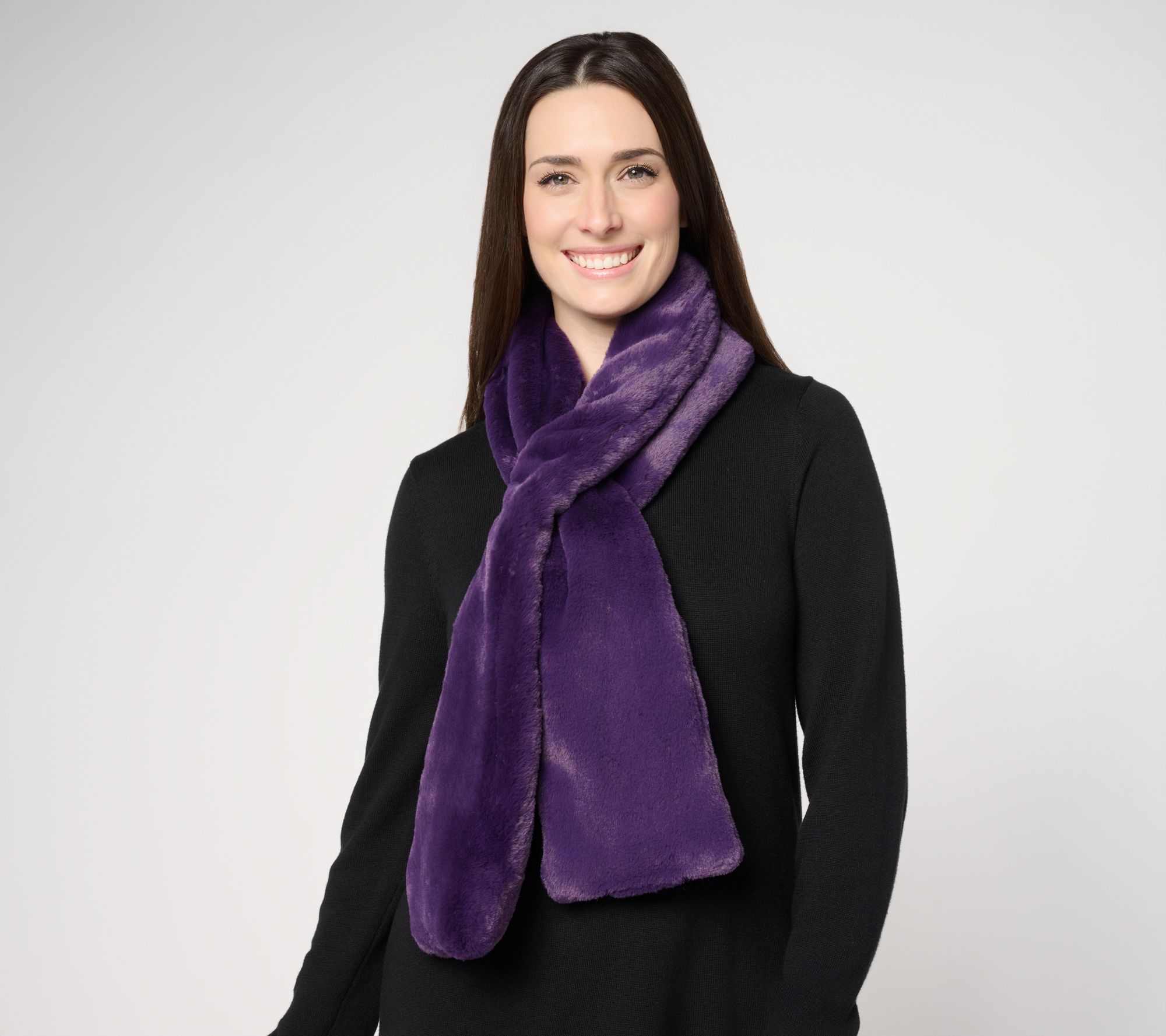 Sprigs Faux Fur Pull-Through Scarf with Zipper Pocket