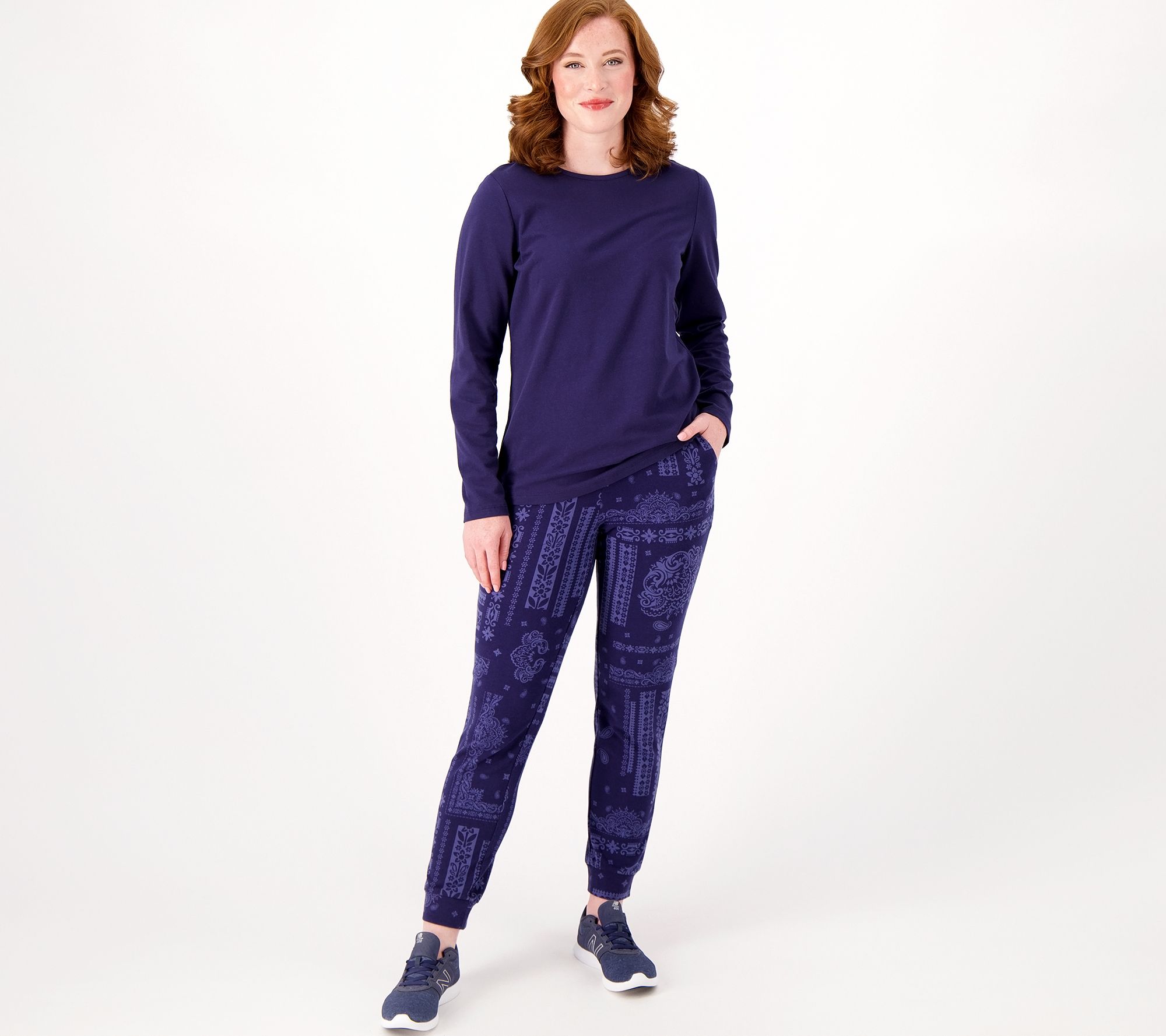 Denim & Co. Active Printed French Terry Jogger with Pockets - QVC.com