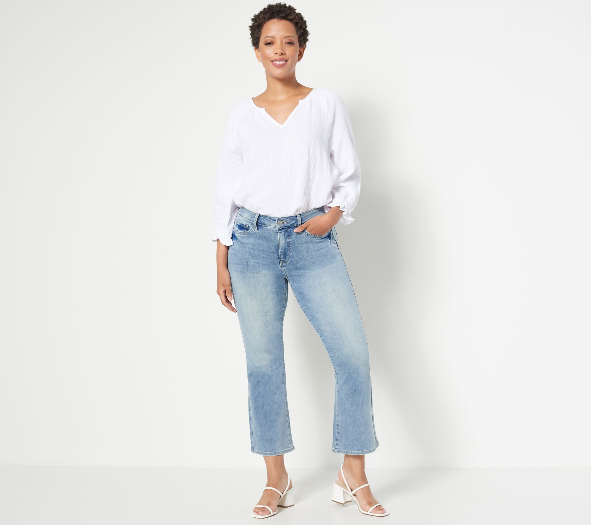 NYDJ Fiona Uplift Slim Flare Ankle Jeans- Spellbound - QVC.com