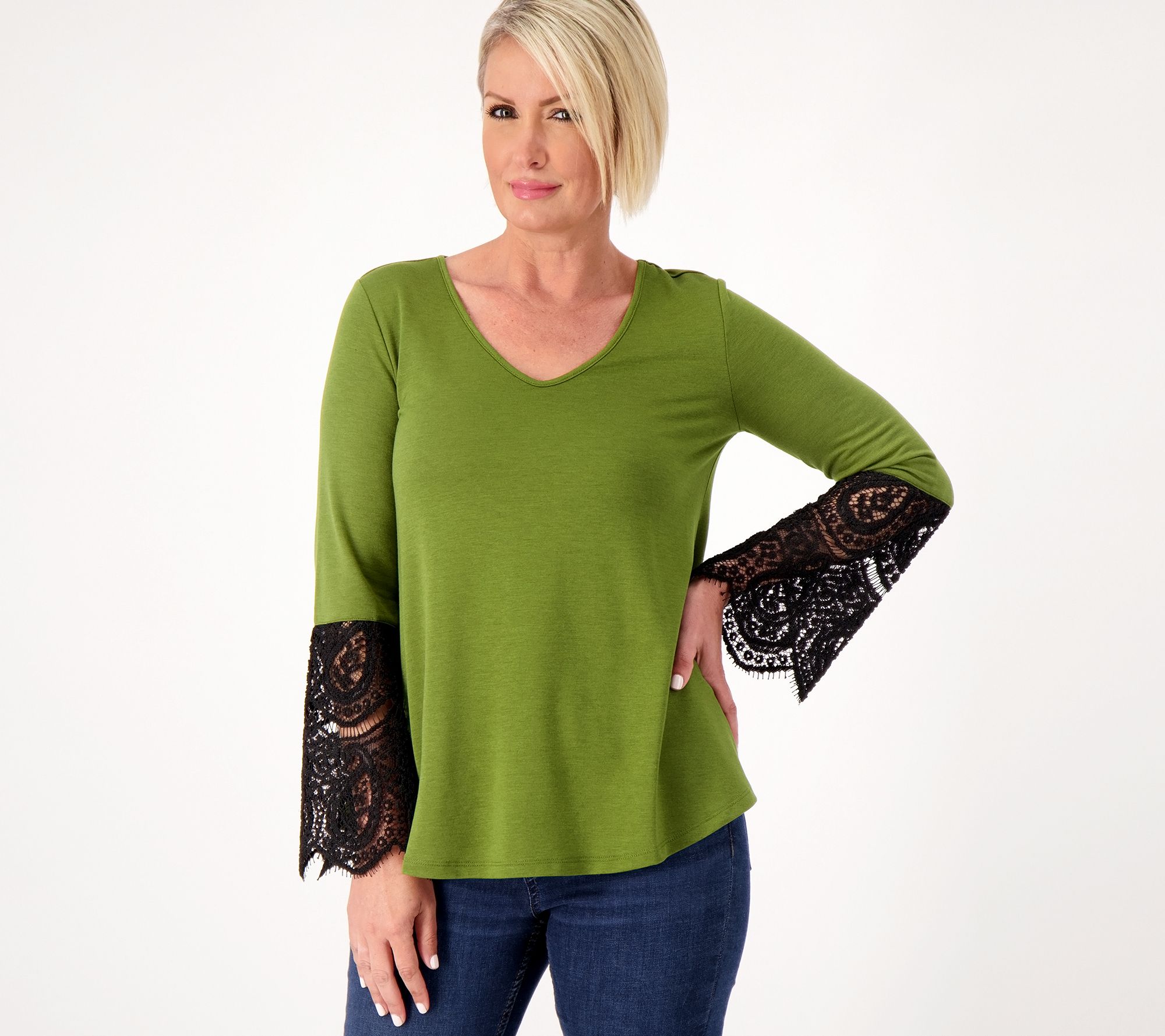 "As Is" Attitudes by Renee French Terry Lace Sleeve Tunic