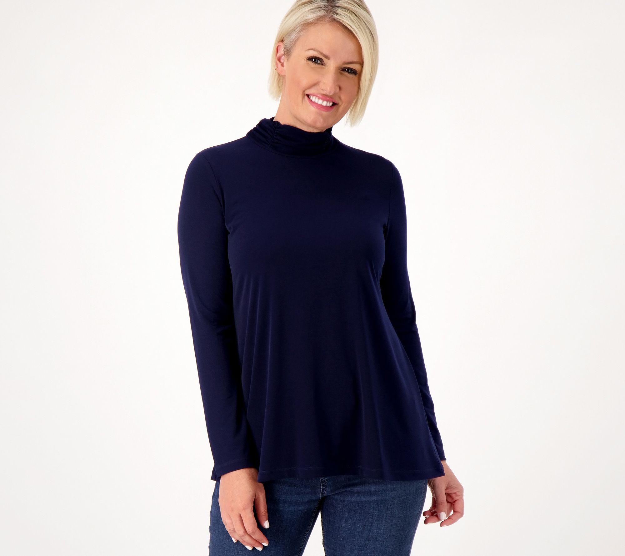 "As Is" Susan Graver Modern Essentials Pet Liquid Knit A-Line Tunic