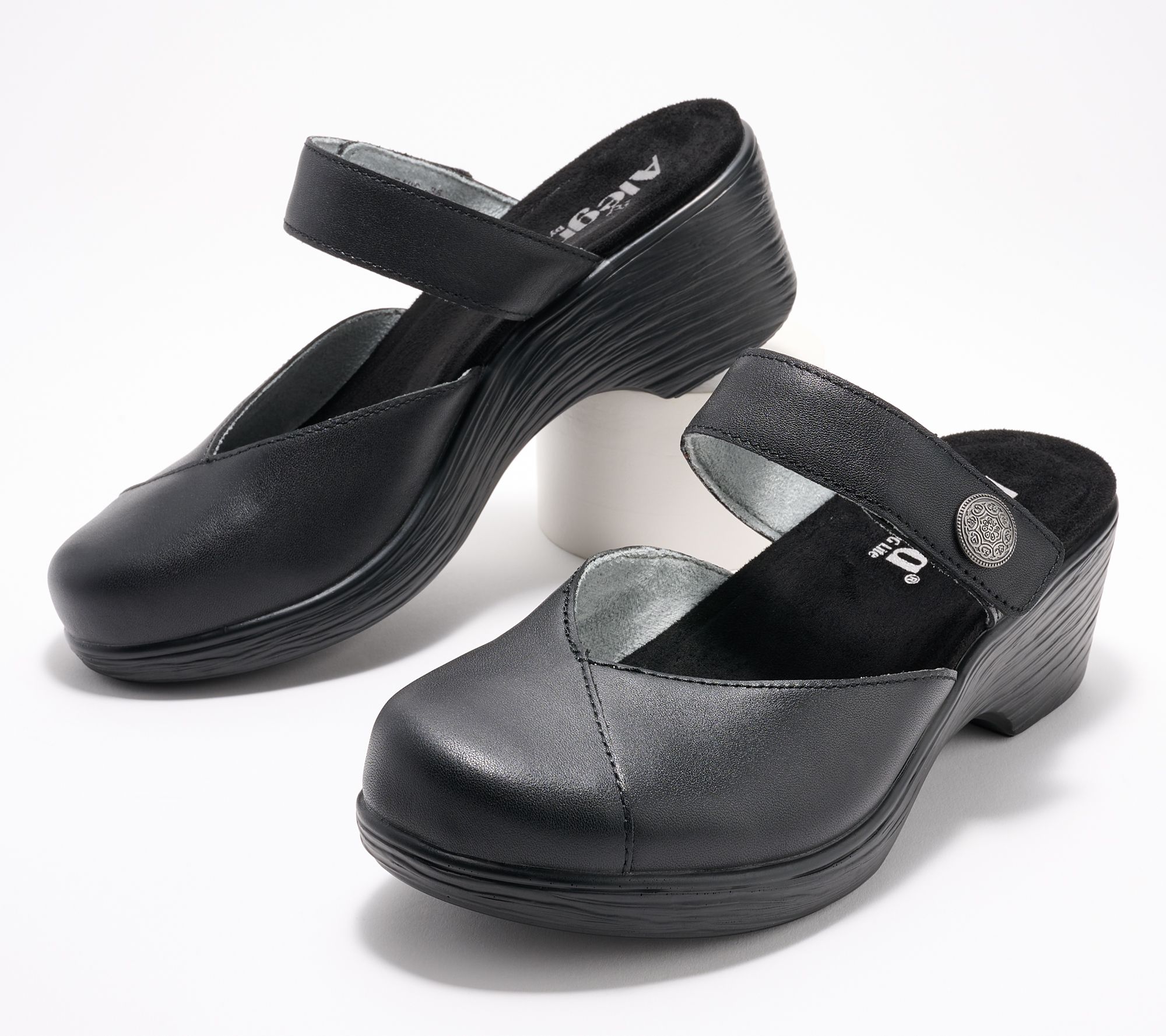 "As Is" Alegria Leather Adjustable Clog - Syndi