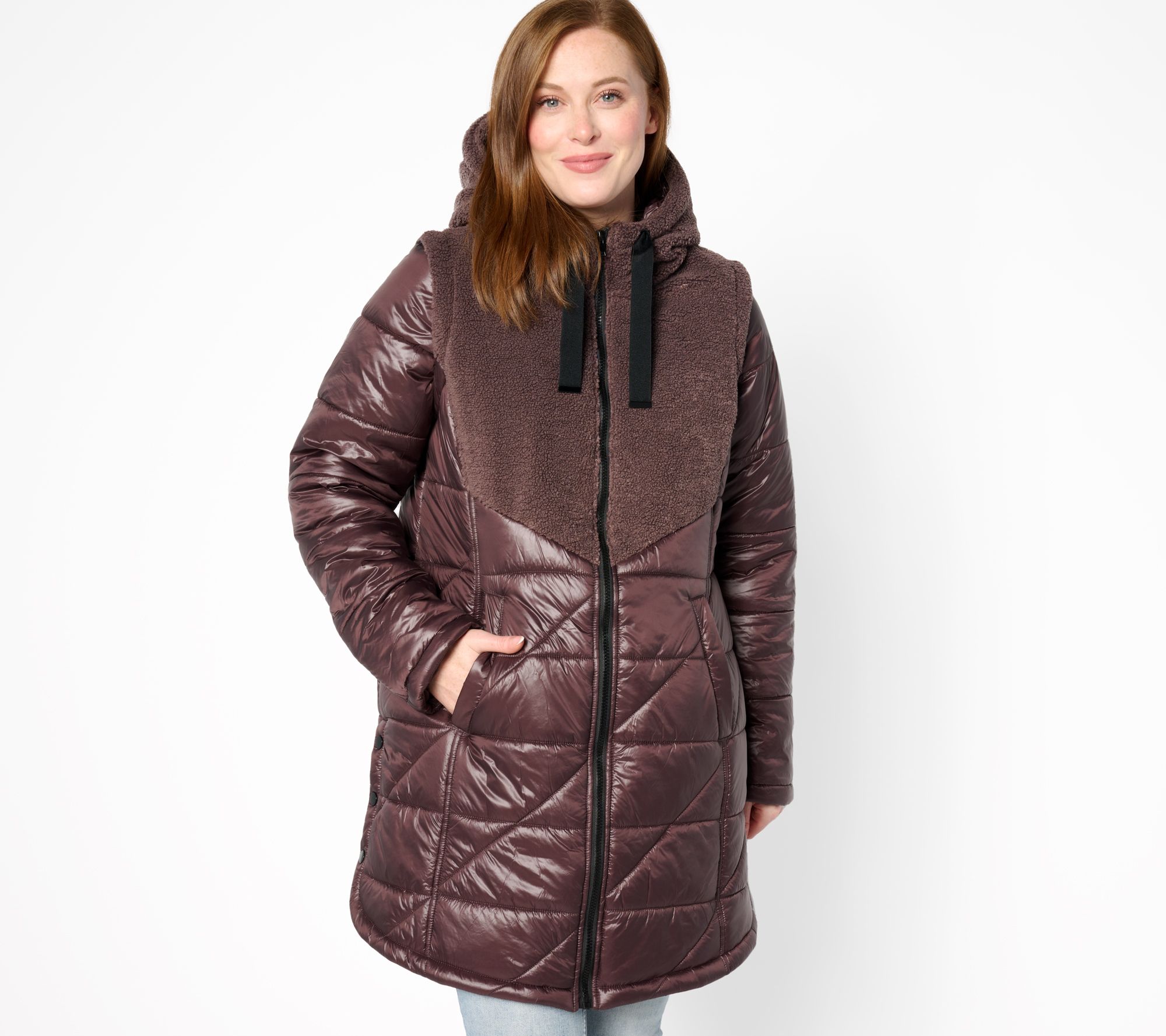 LOGO by Lori Goldstein Puffer Coat with Removable Sleeves