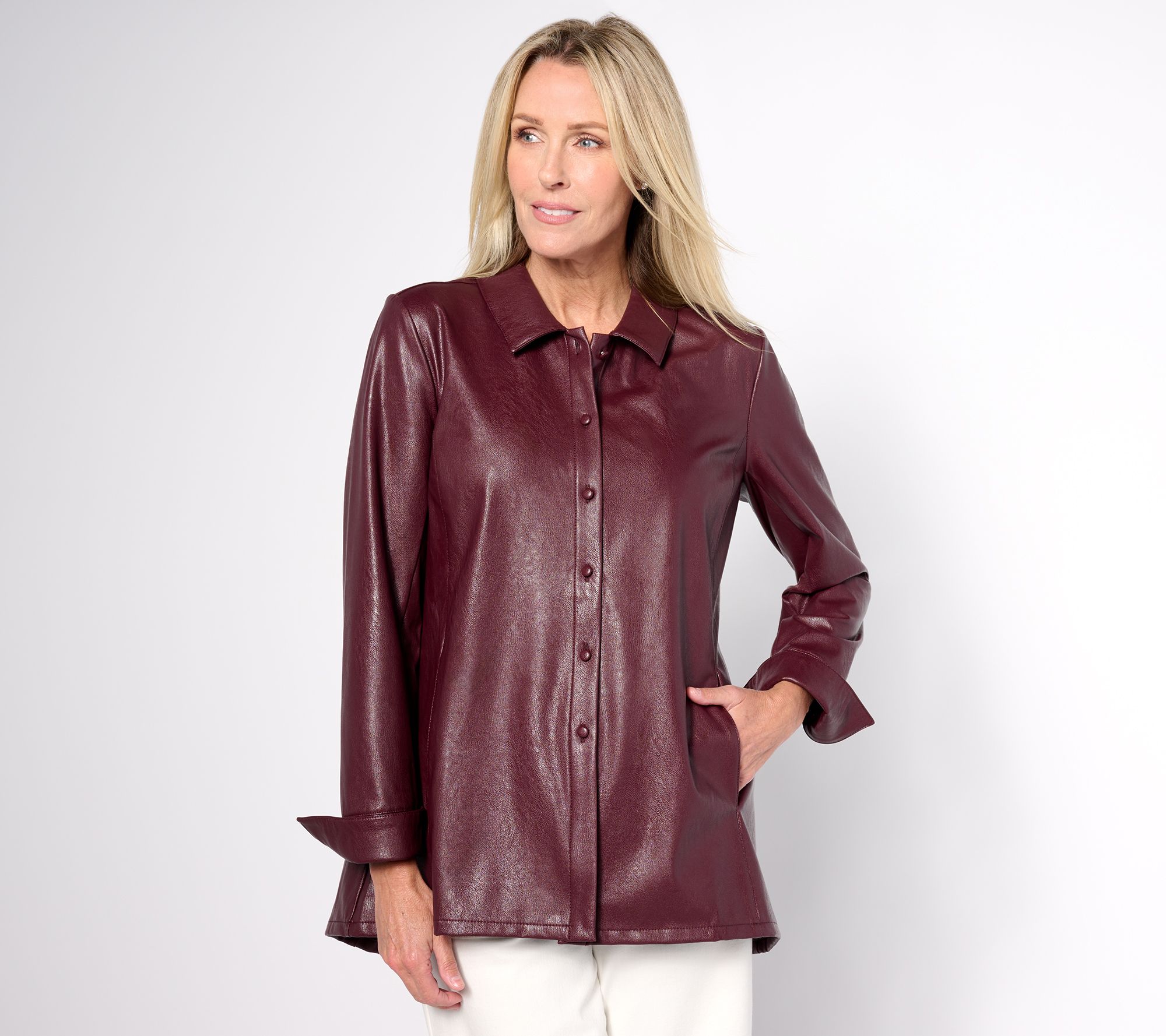 Anchor Button Leather Accent Coat - Ready to Wear