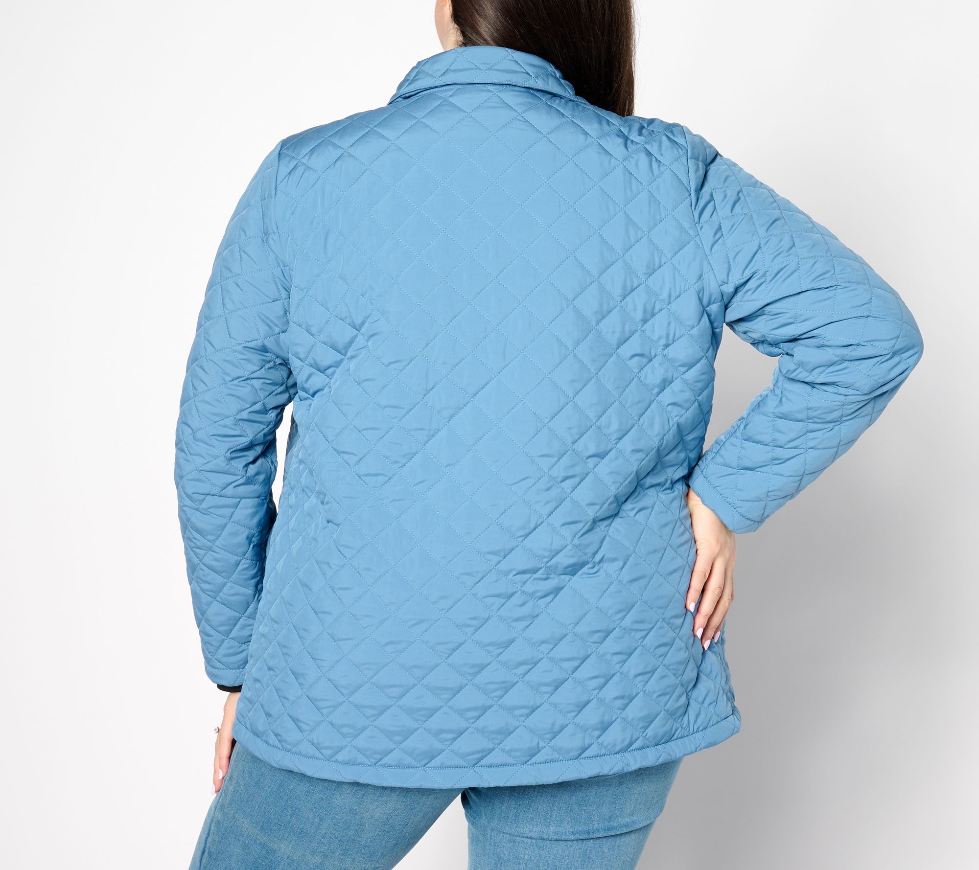 Denim & Co. Padded Quilted Bomber Jacket - QVC UK