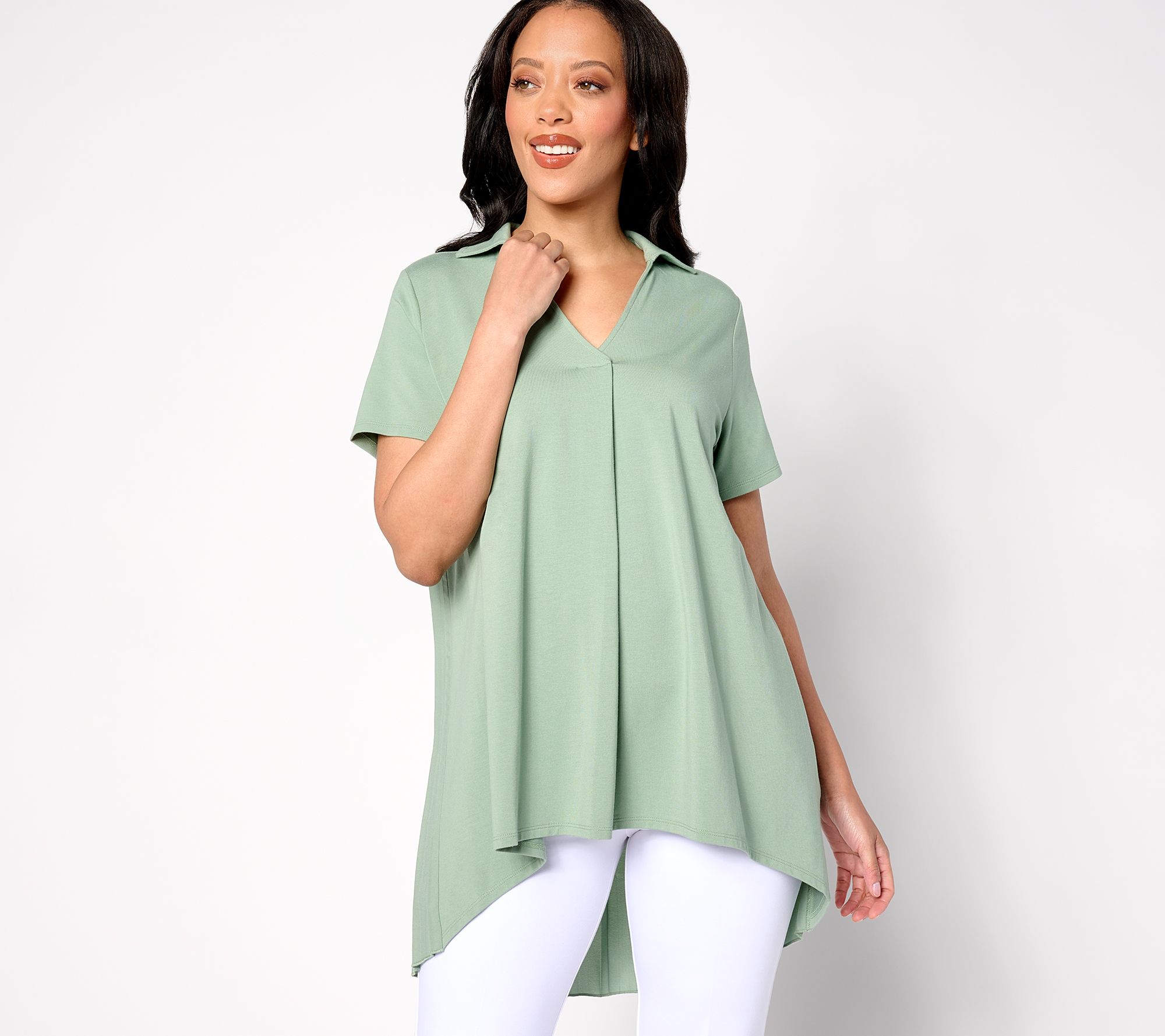 BEAUTIFUL by Lawrence Zarian High-Low Tunic with Pleating Detail