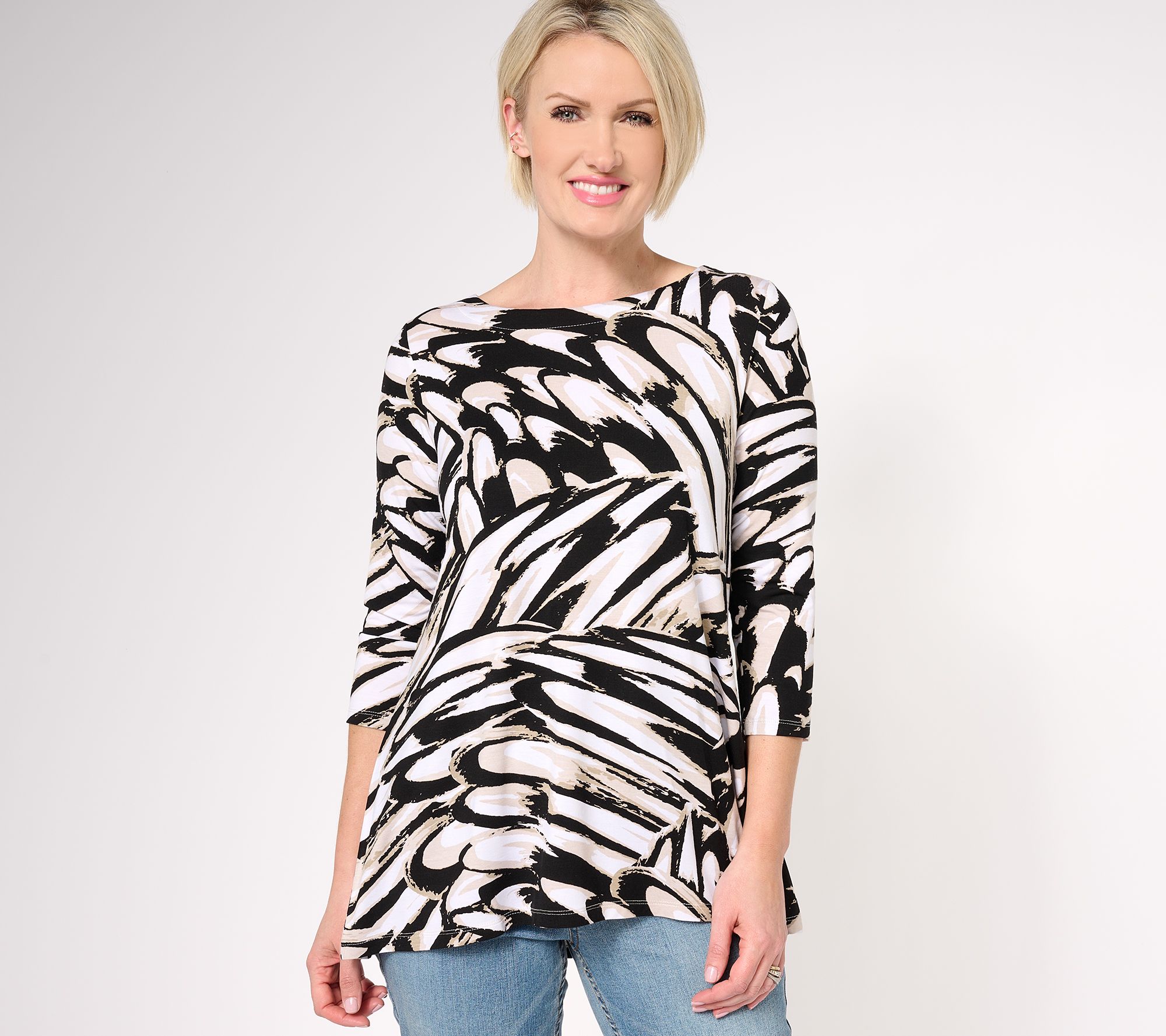 "As Is" Belle by Kim Gravel Rayon Spandex Feather Print Top